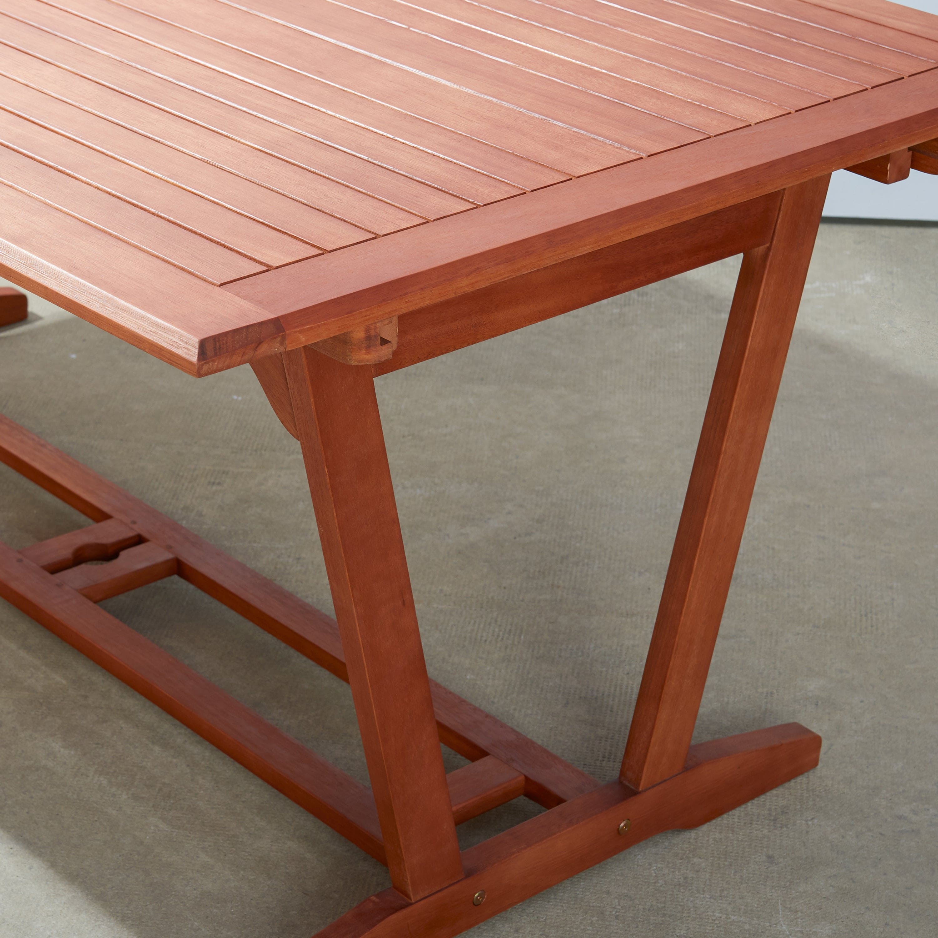 Carlton Reddish Brown Tropical Wood Patio  Dining Table with Folding Extension