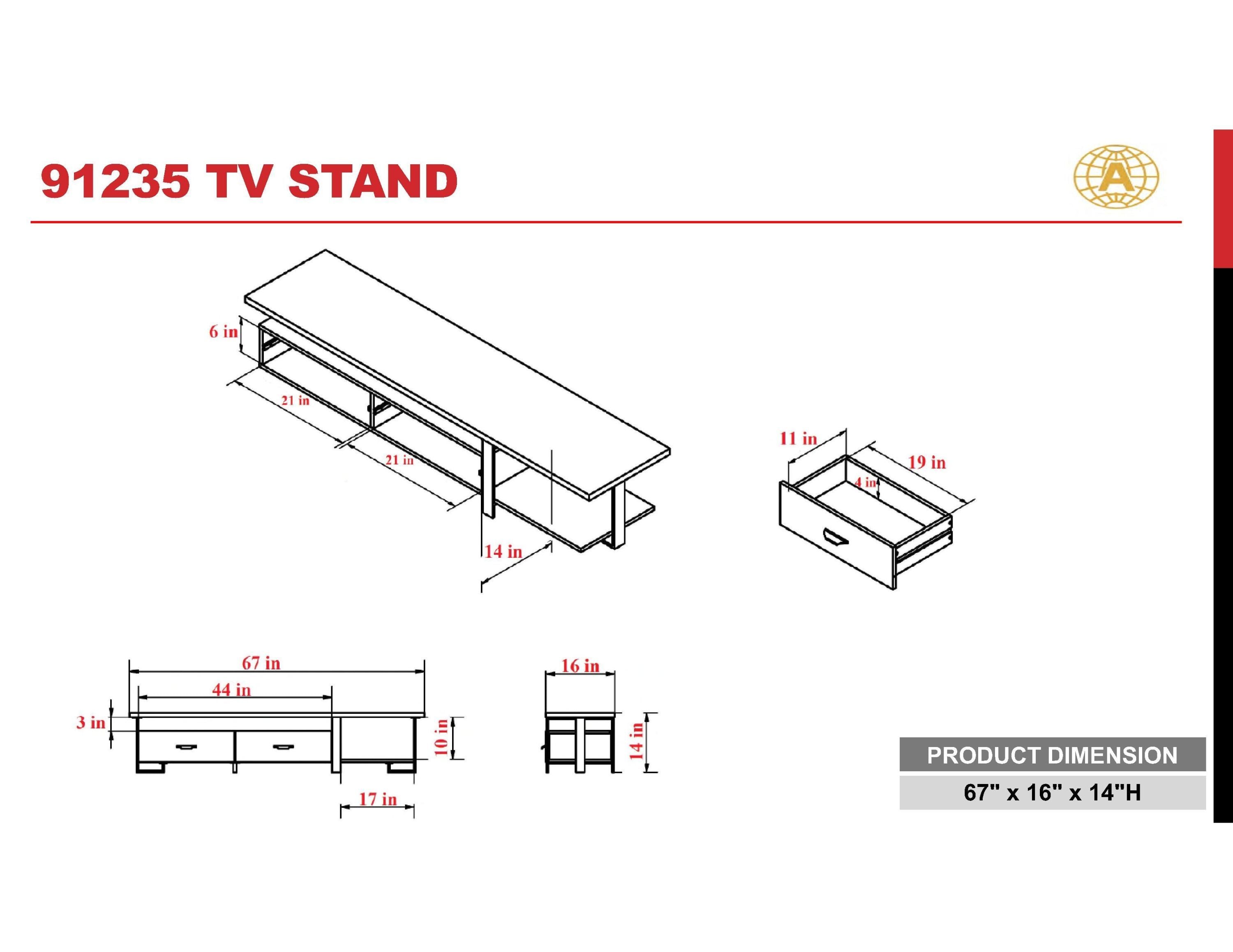 ACME Elling TV Stand in Walnut & Black 91235