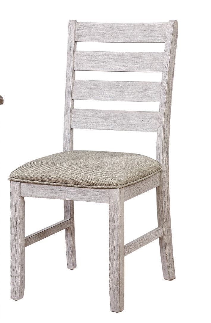 Casual Dining Room Side Chairs 2pc Set Grayish White Finish Upholstered Seat Transitional Design Furniture