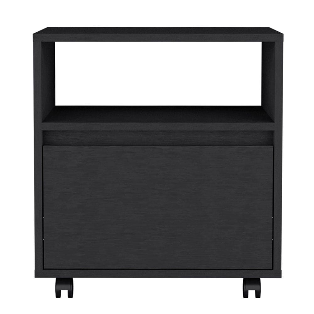 Nightstand Munyochi, One Drawer, Black Wengue Finish