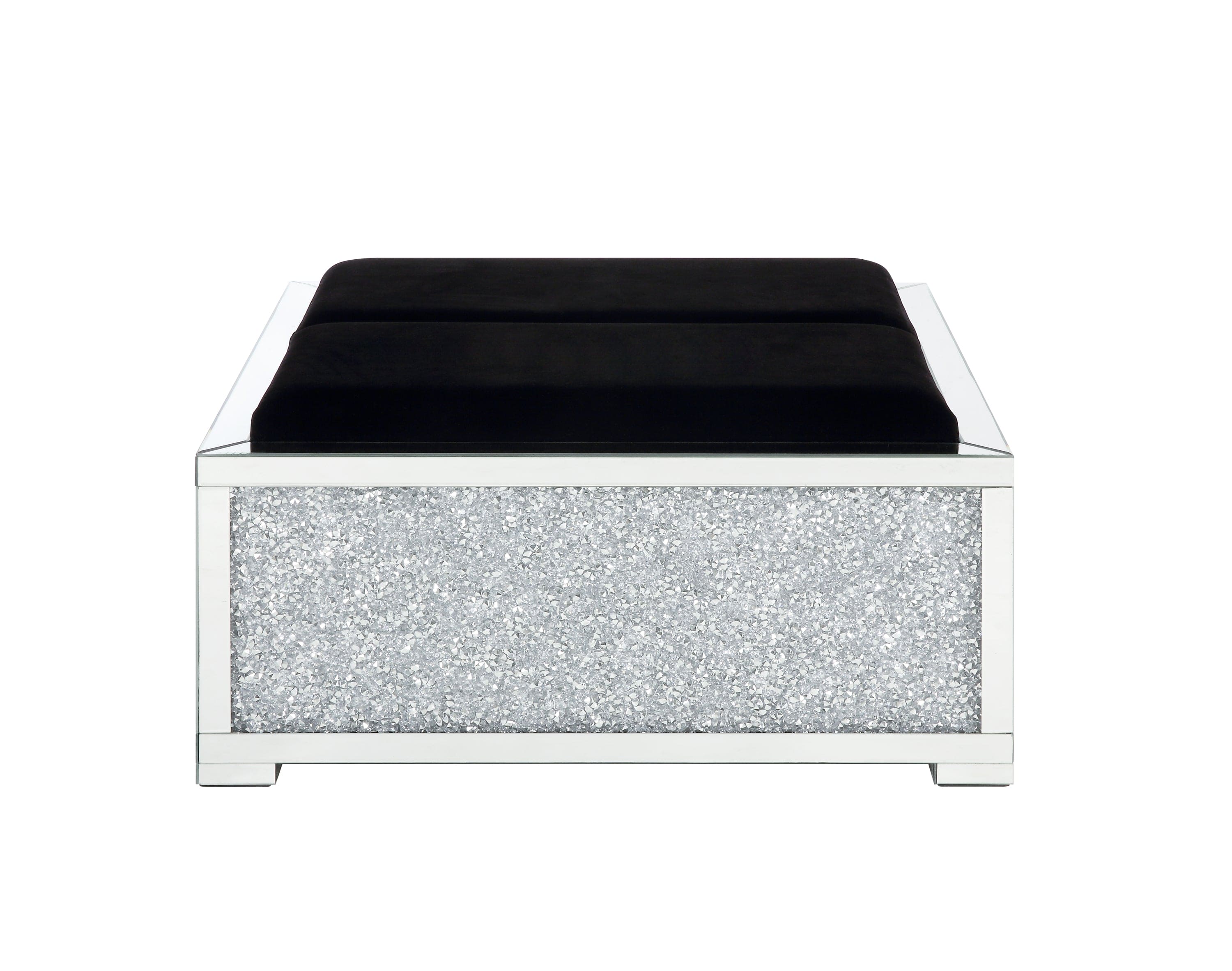 ACME Noralie OTTOMAN W/STORAGE Mirrored & Faux Diamonds AC00531