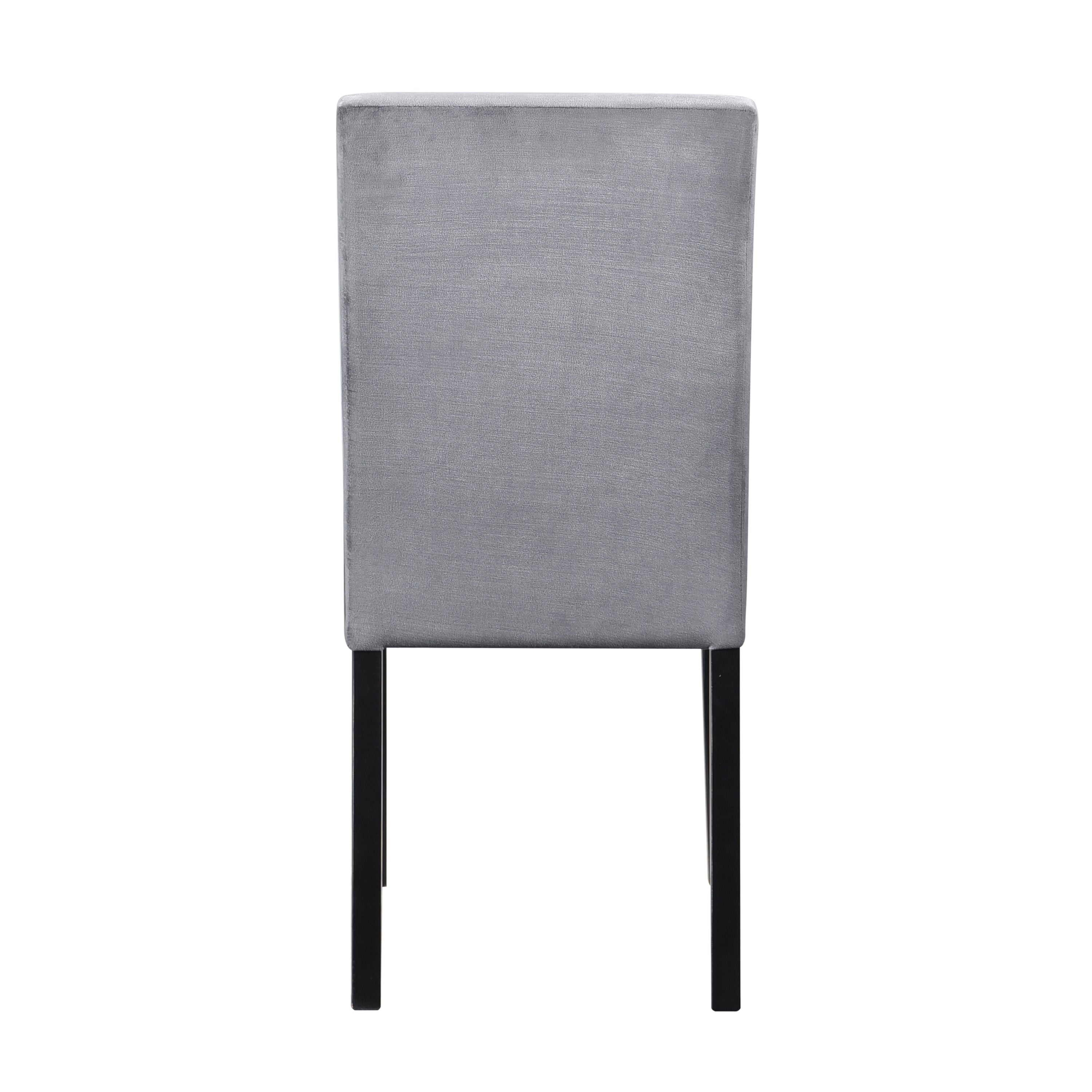 Gray Velvet Upholstered Side Chairs Set of 2pc Black Finish Wood Frame Casual Dining Room Furniture