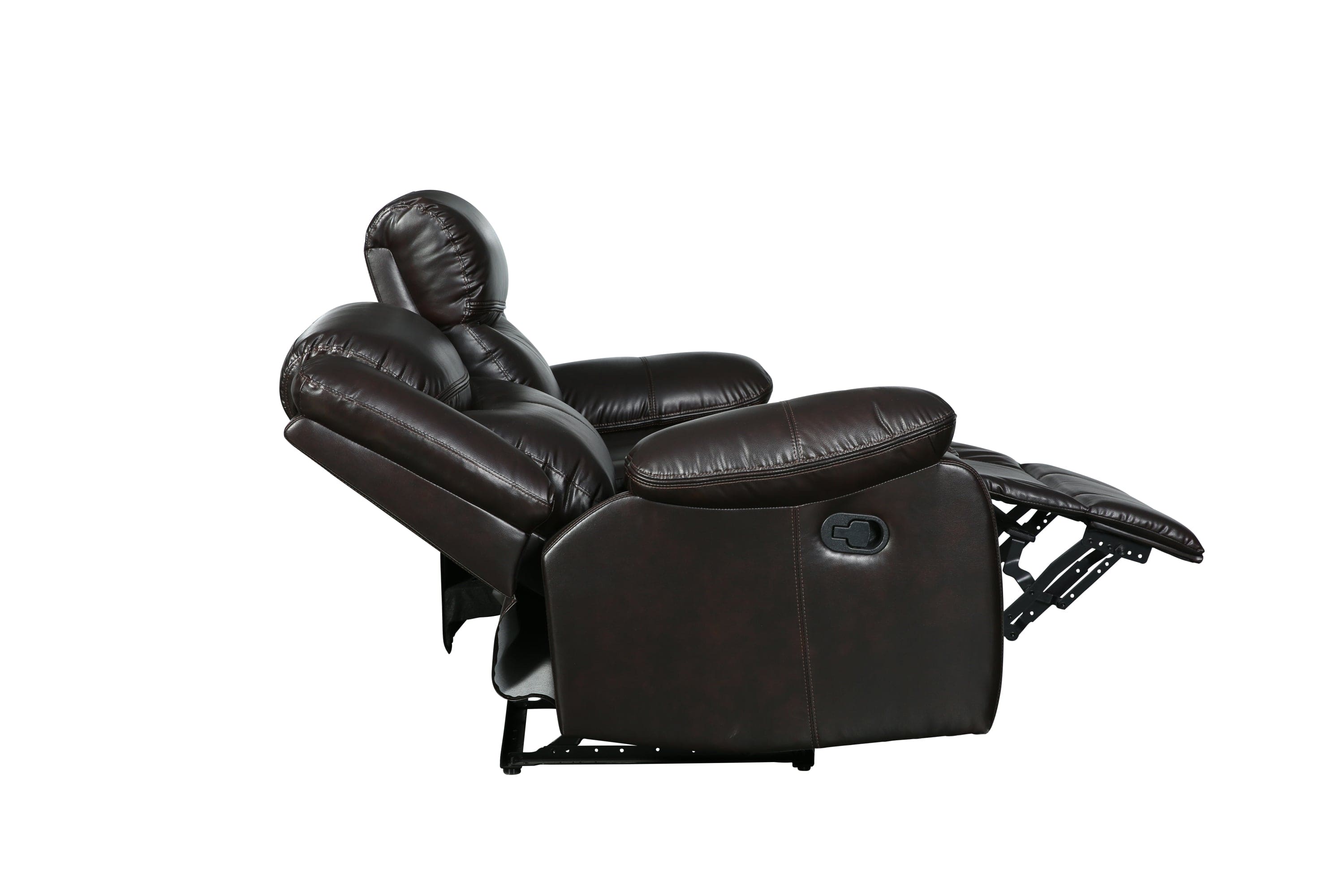 Global United Transitional Leather-Air Reclining Loveseat