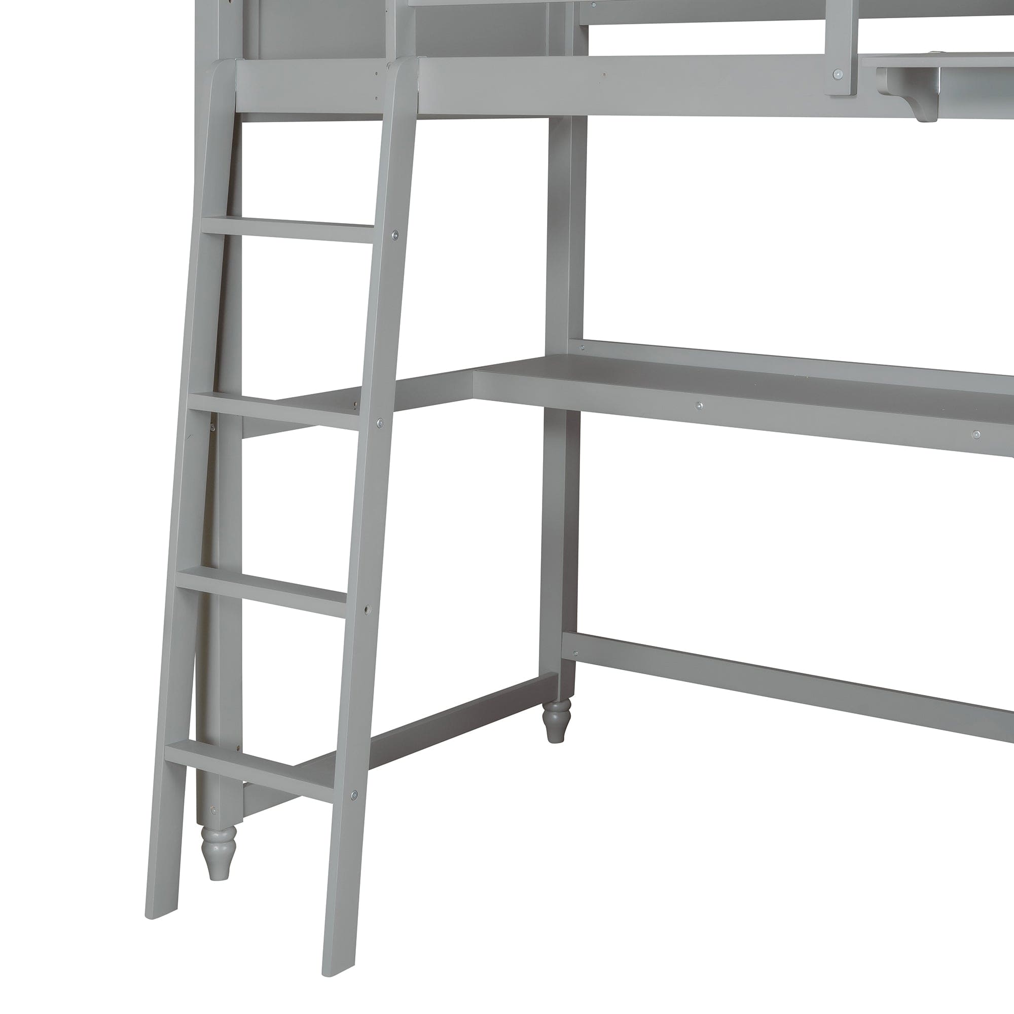 Twin size Loft Bed with Drawers and Desk, Wooden Loft Bed with Shelves - Gray(OLD SKU: LT001530AAE)