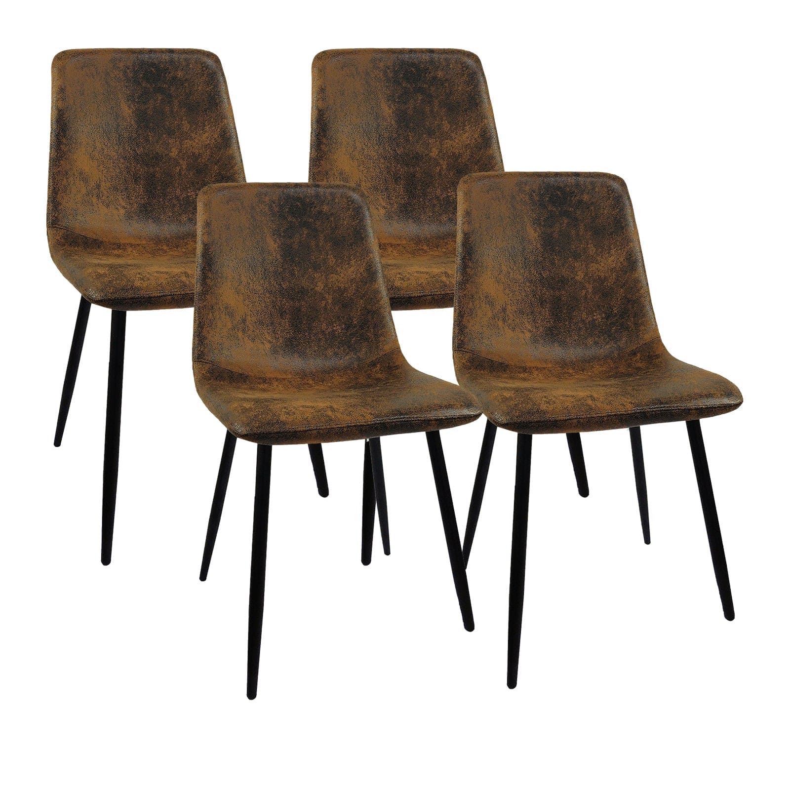 Dining Chairs Set of 4,Modern Kitchen Dining Room Chairs,Upholstered Dining Accent suedette Chairs in Cushion Seat and Sturdy Black Metal Legs(Brown)