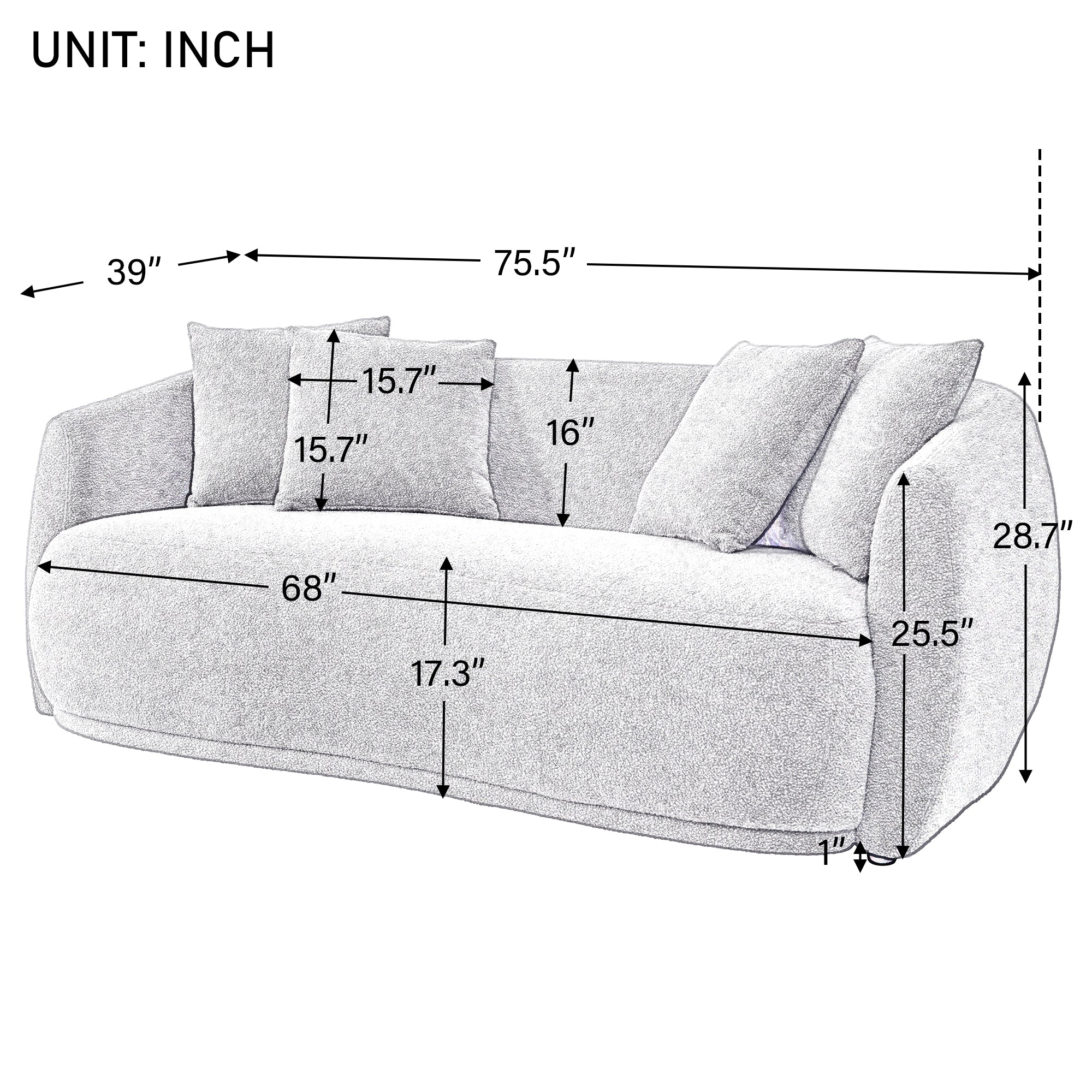 U_Style Upholstered Sofa Set,Modern Arm Chair for Living Room and Bedroom,with 5 Pillows