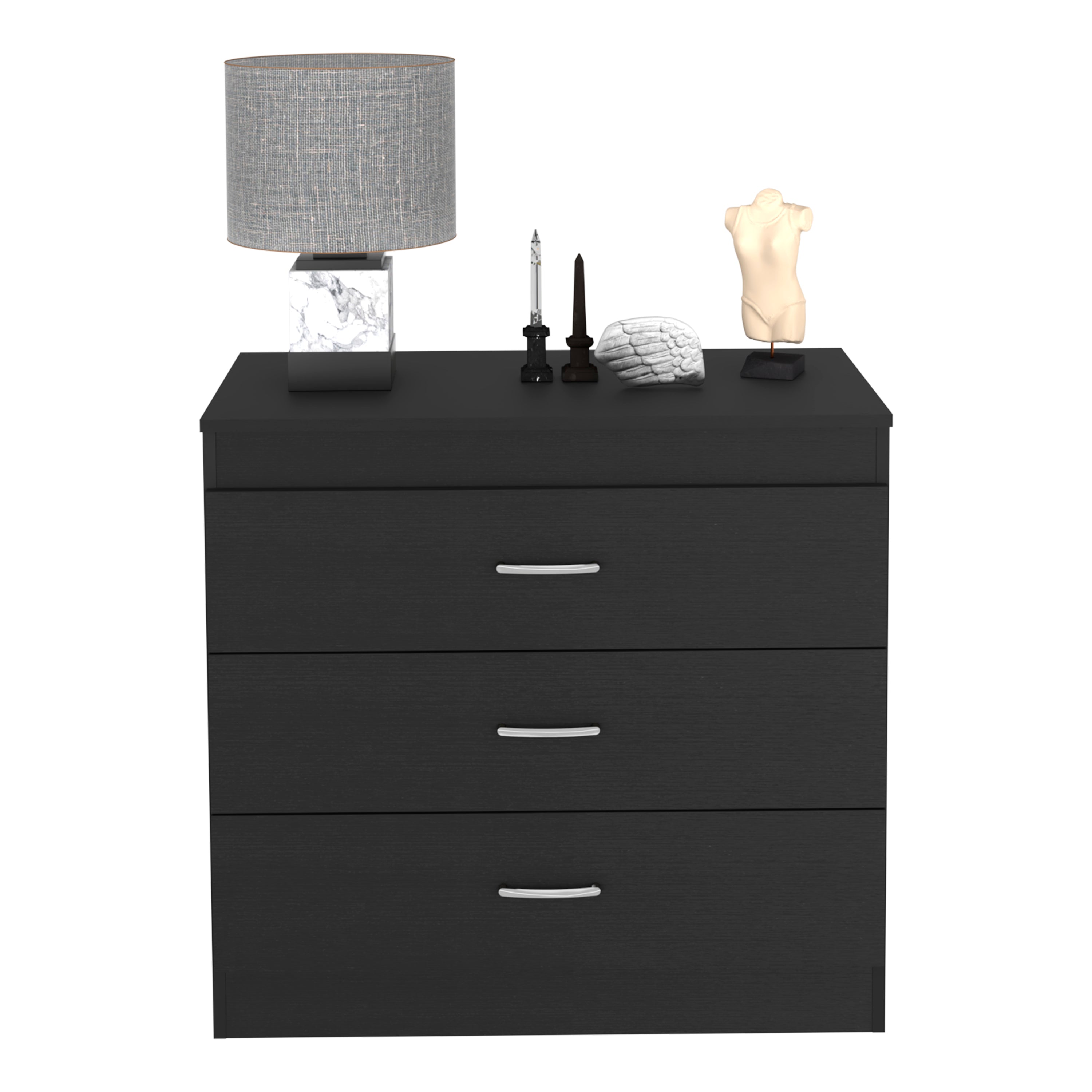 Three Drawer Dresser Lial, Superior Top, Metal Hardware, Black Wengue Finish