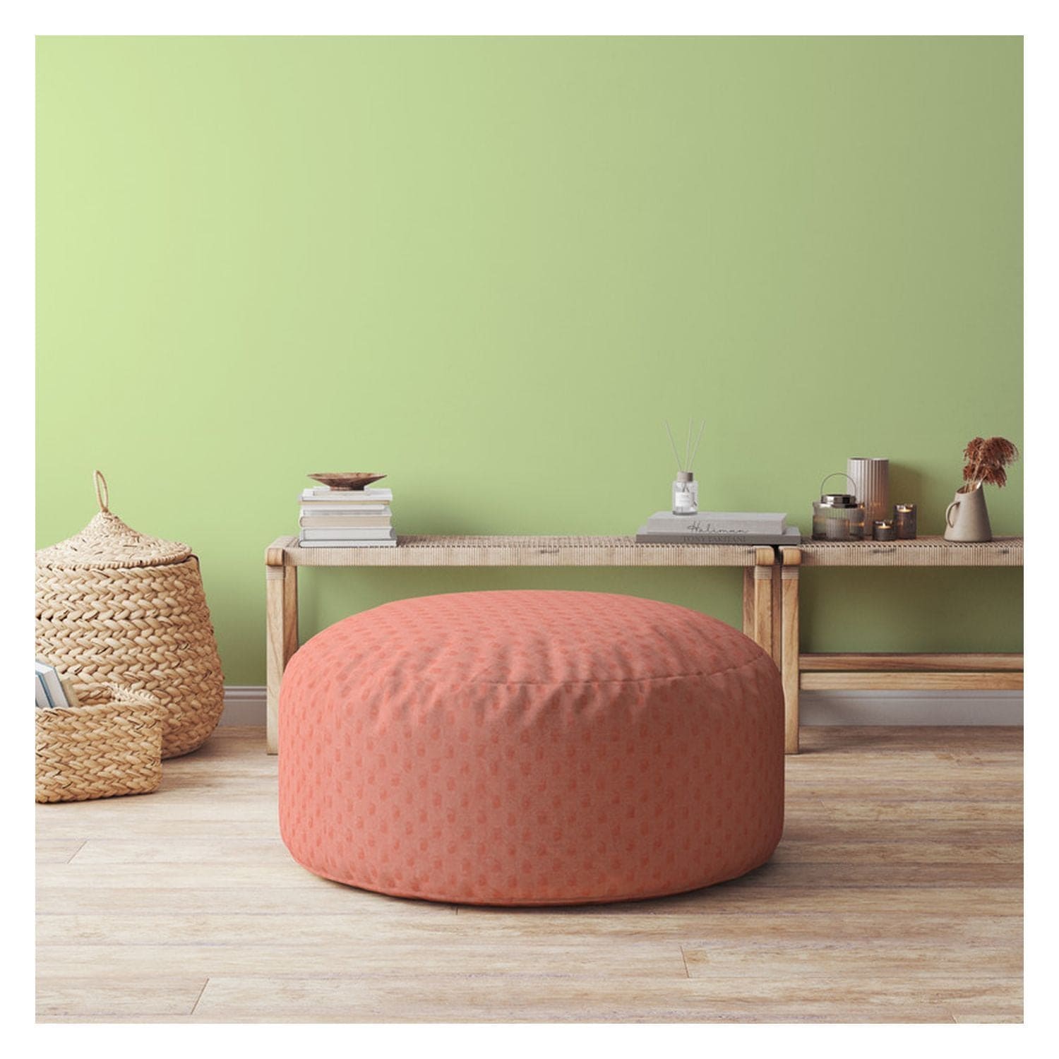 Indoor MINKY DIMPLE DOT Plush Baby Pink Round Zipper Pouf - Cover Only - 24in dia x 20in tall