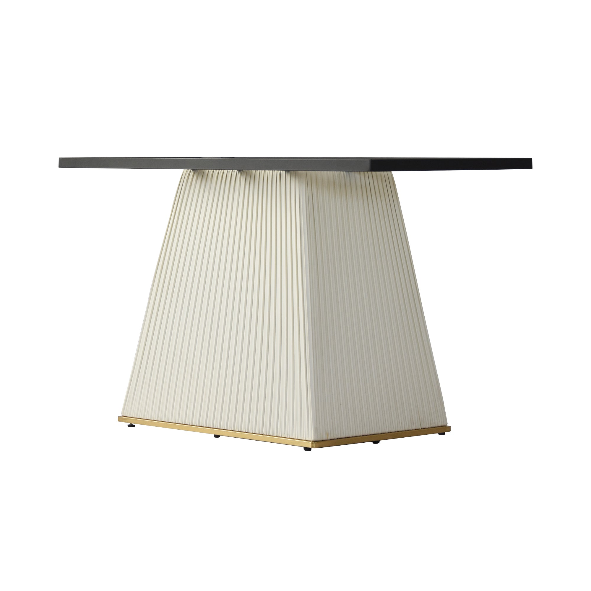 78.74" modern artificial stone Pandora straight side panel-beige PU plywood table legs-can accommodate 8 people.