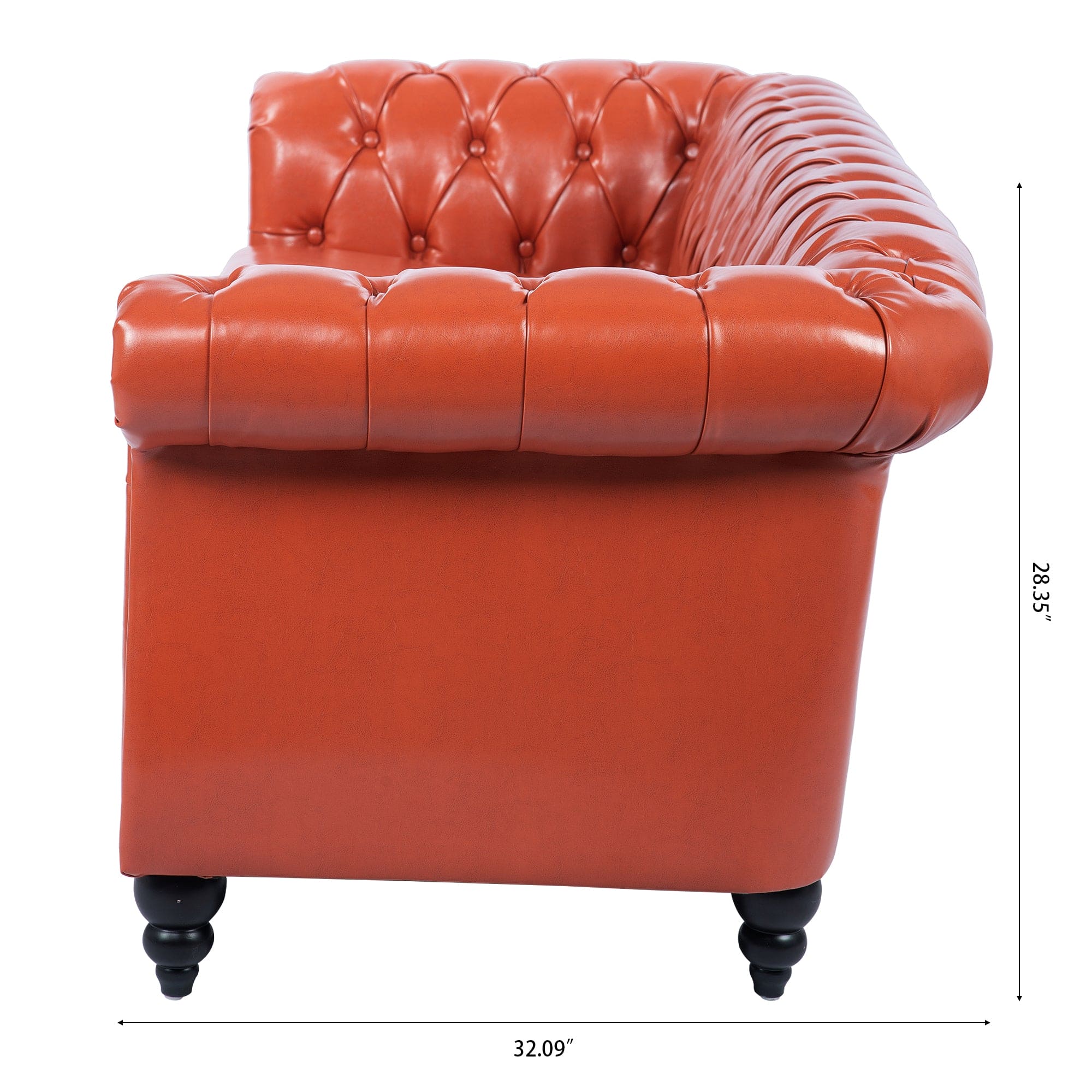 84.65" Rolled Arm Chesterfield 3 Seater Sofa