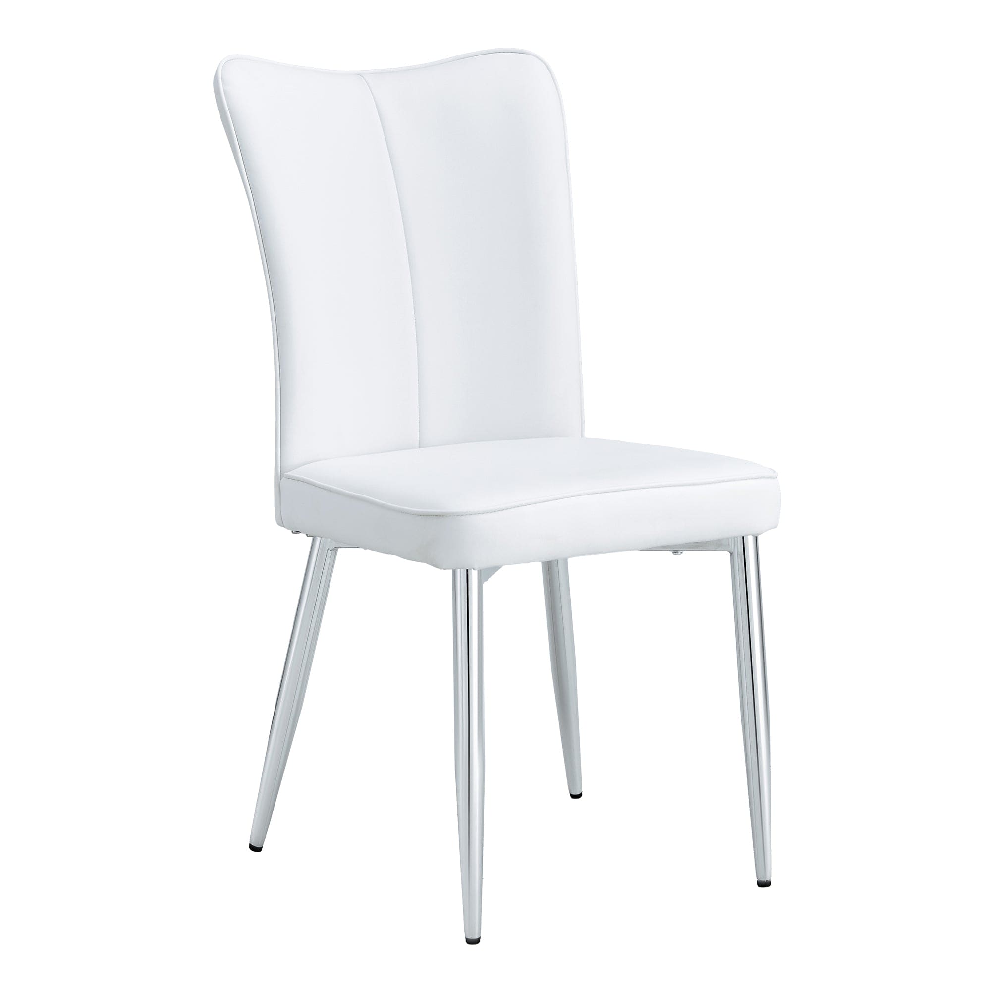 Modern minimalist dining chairs, office chairs. 4-piece set of white PU seats with silver metal legs. Suitable for restaurants, living rooms, and offices. C-008