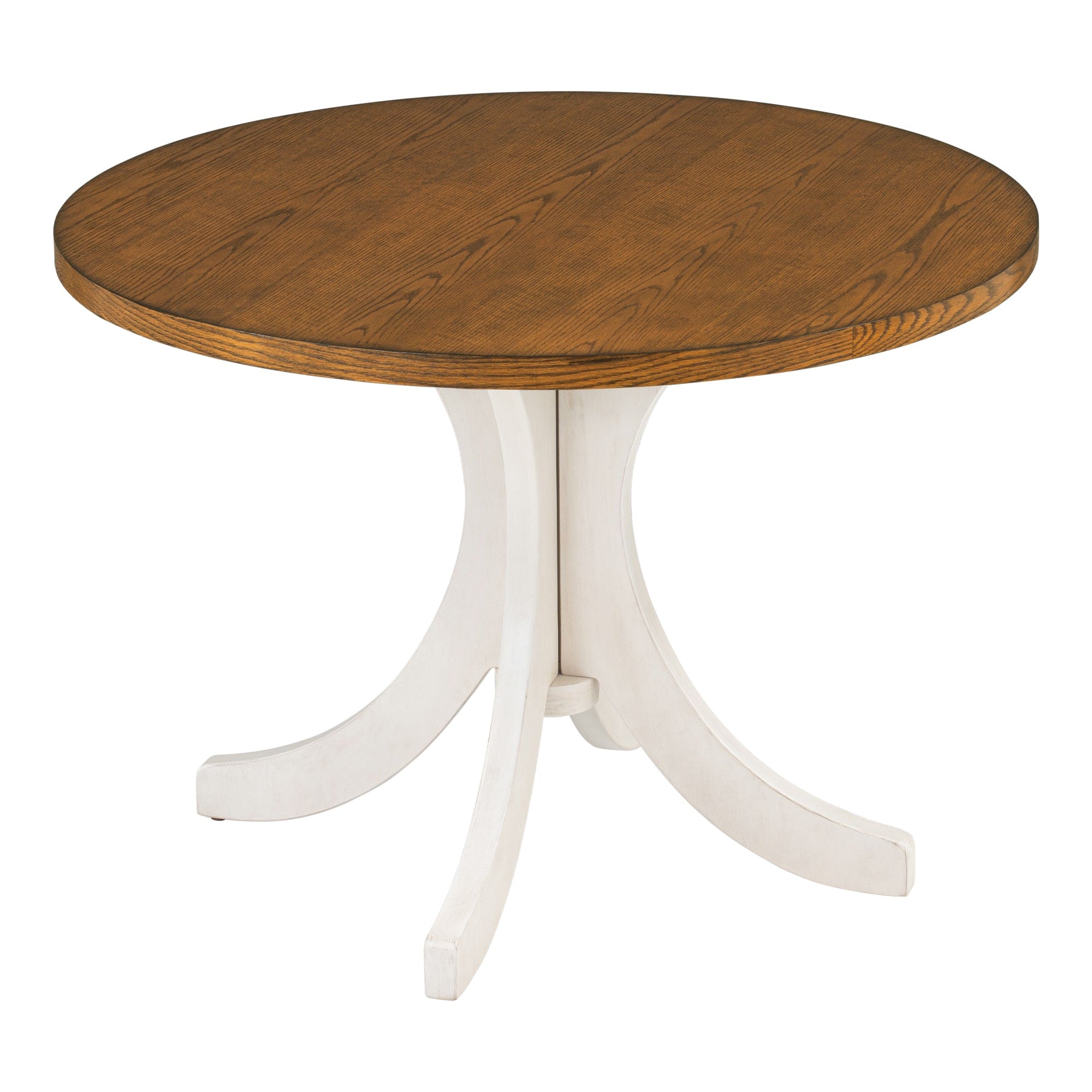 TOPMAX Mid-Century Solid Wood  Round Dining Table for Small Places, Walnut Table