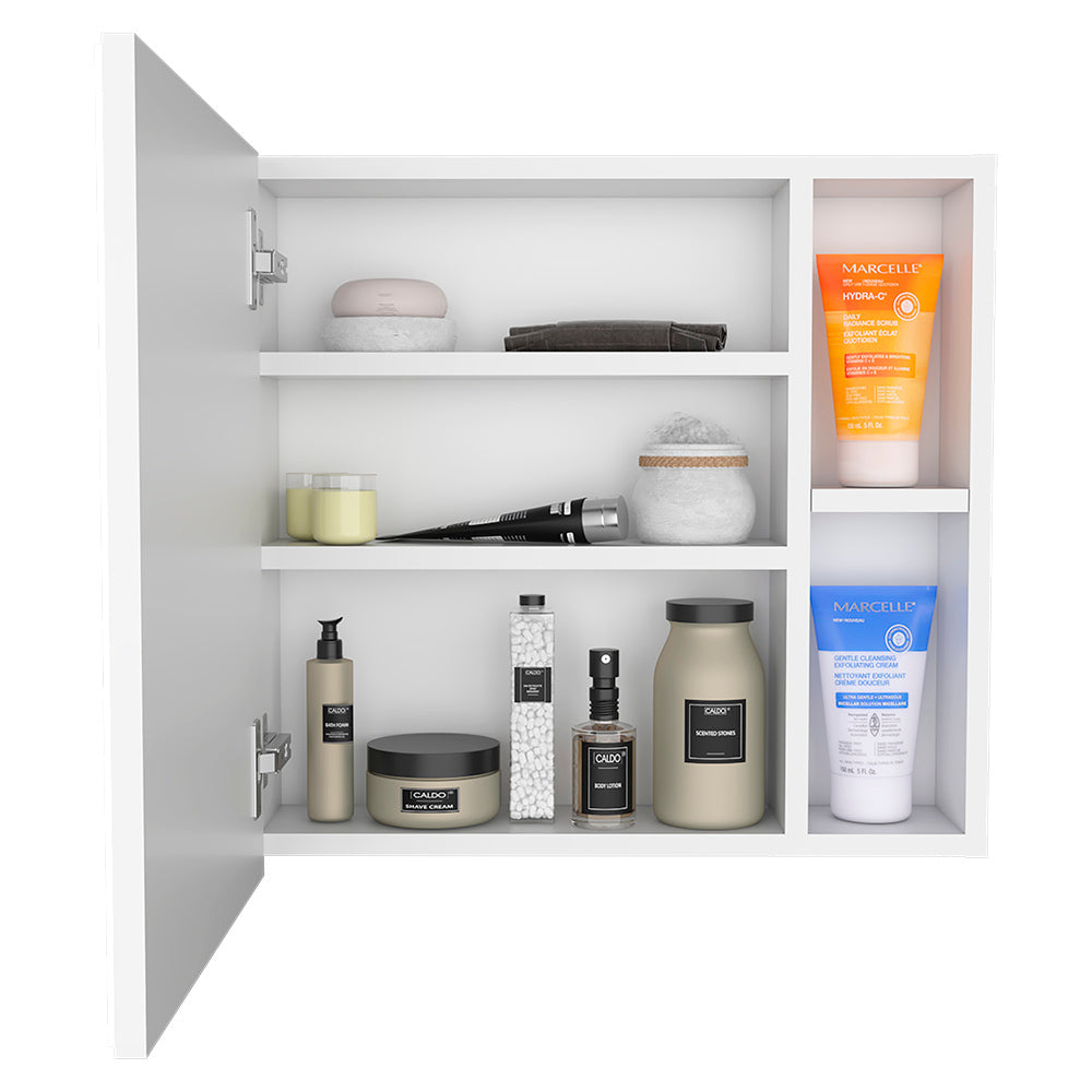 Medicine Cabinet Viking, Three Internal Shelves, Single Door, Two External Shelves, White Finish