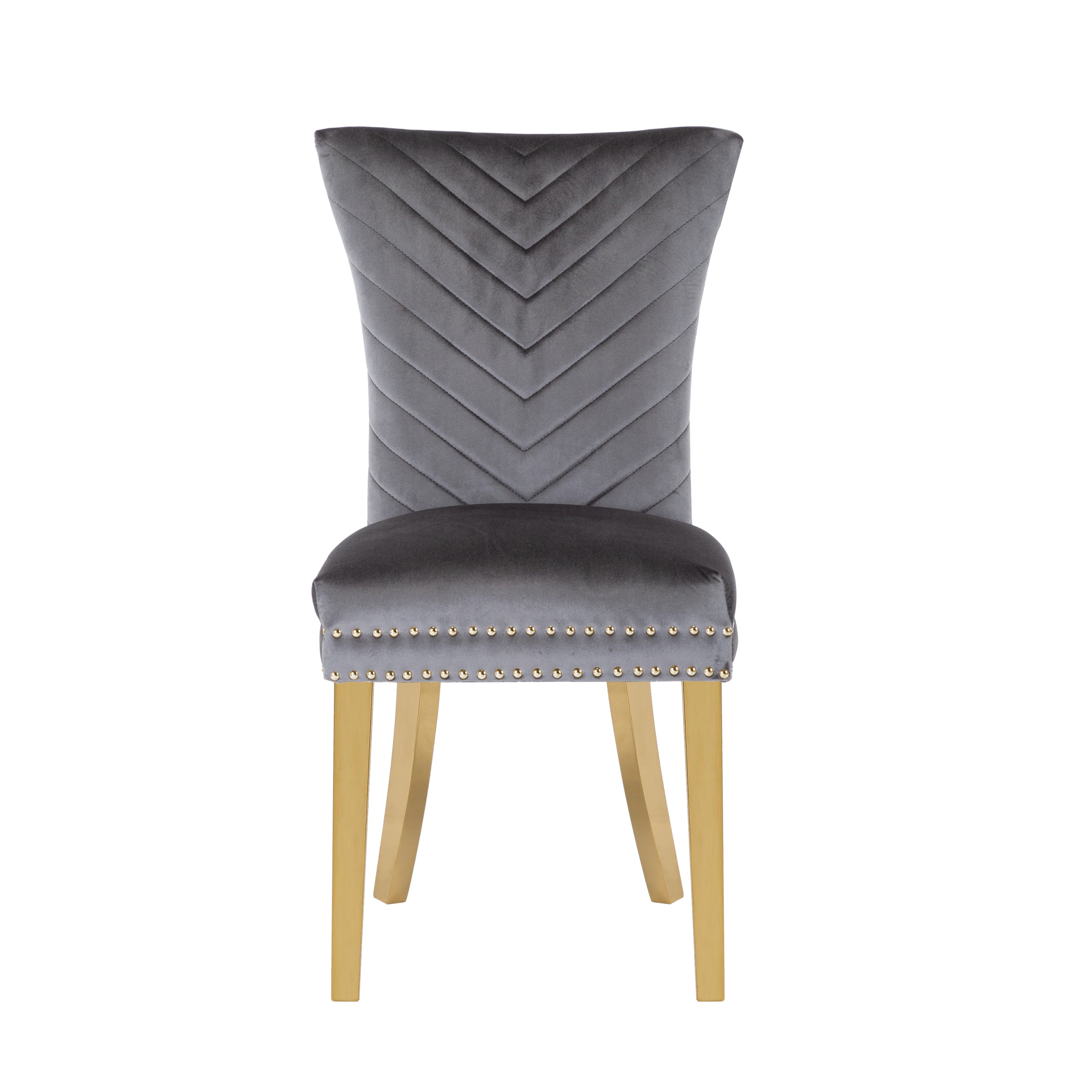 Eva 2 Piece Gold Legs Dining Chairs Finished with Velvet Fabric in Gray