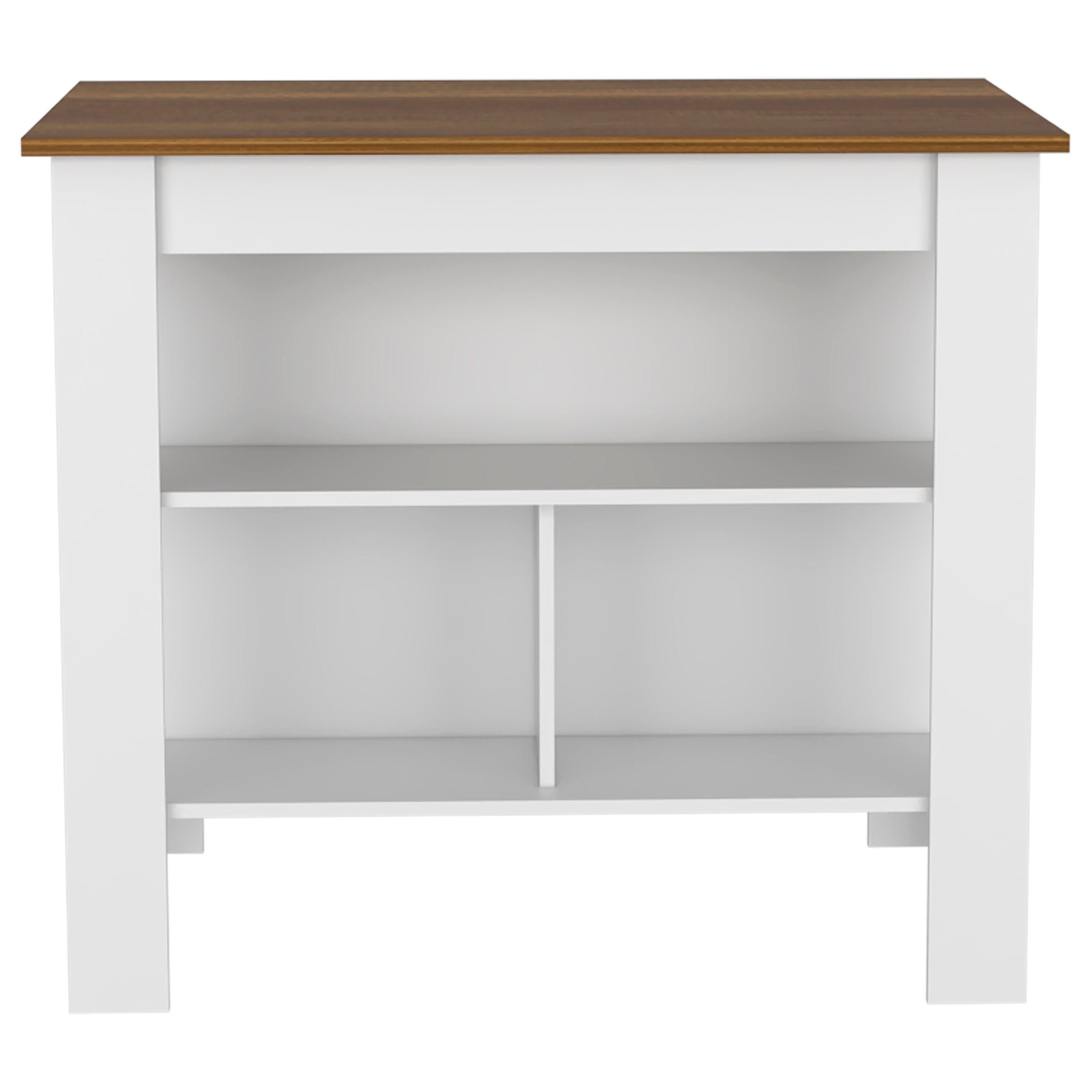 Kitchen Island Dozza, Three Shelves, White / Walnut Finish