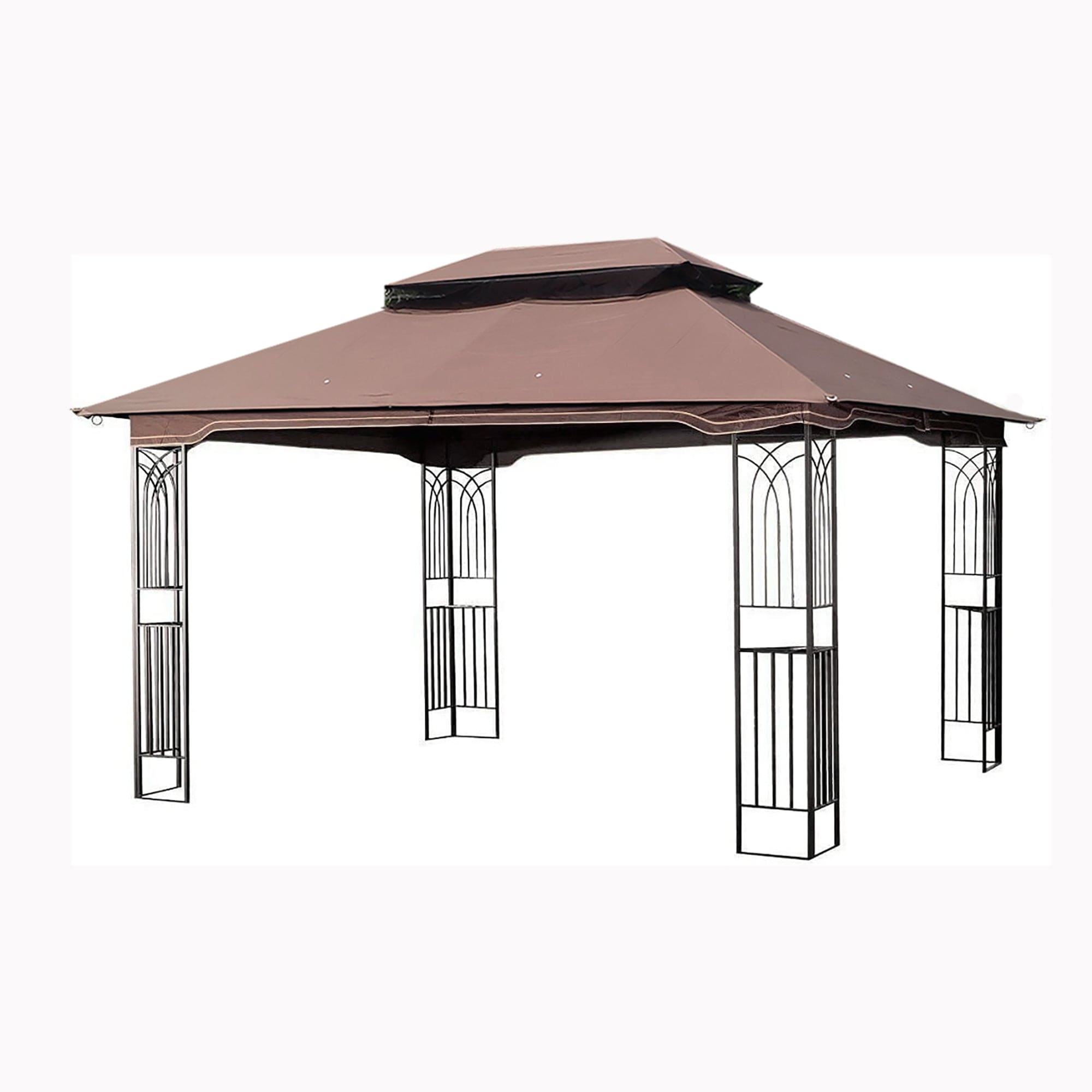 13x10 Outdoor Patio Gazebo Canopy Tent With Ventilated Double Roof And Mosquito net(Detachable Mesh Screen On All Sides),Suitable for Lawn, Garden, Backyard and Deck,Brown Top