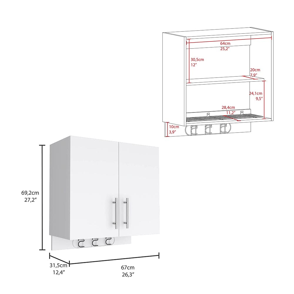 Wall Storage Cabinet Alikuri, Four Cabinets, White Finish