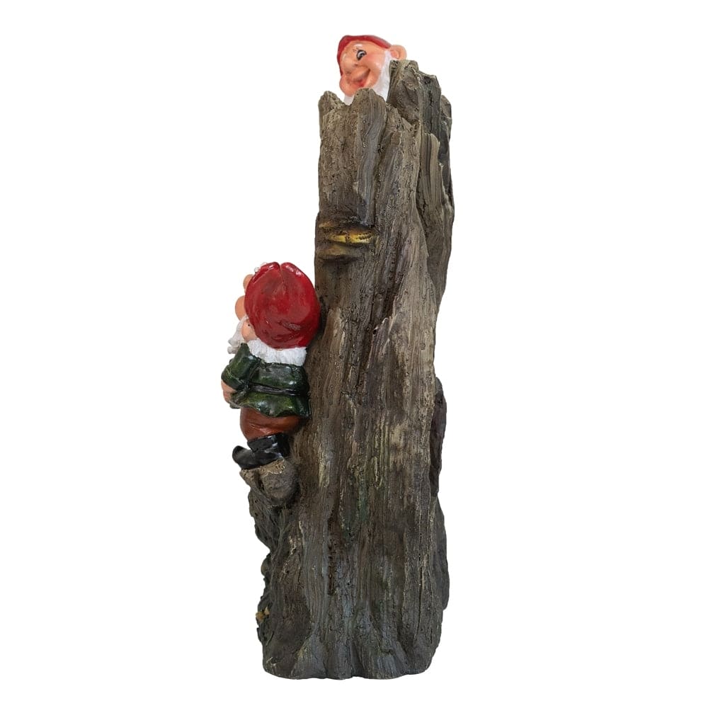 8.3x4.7x13.8" Decorative Woodland Gnome Water Fountain with LED Light, Brown