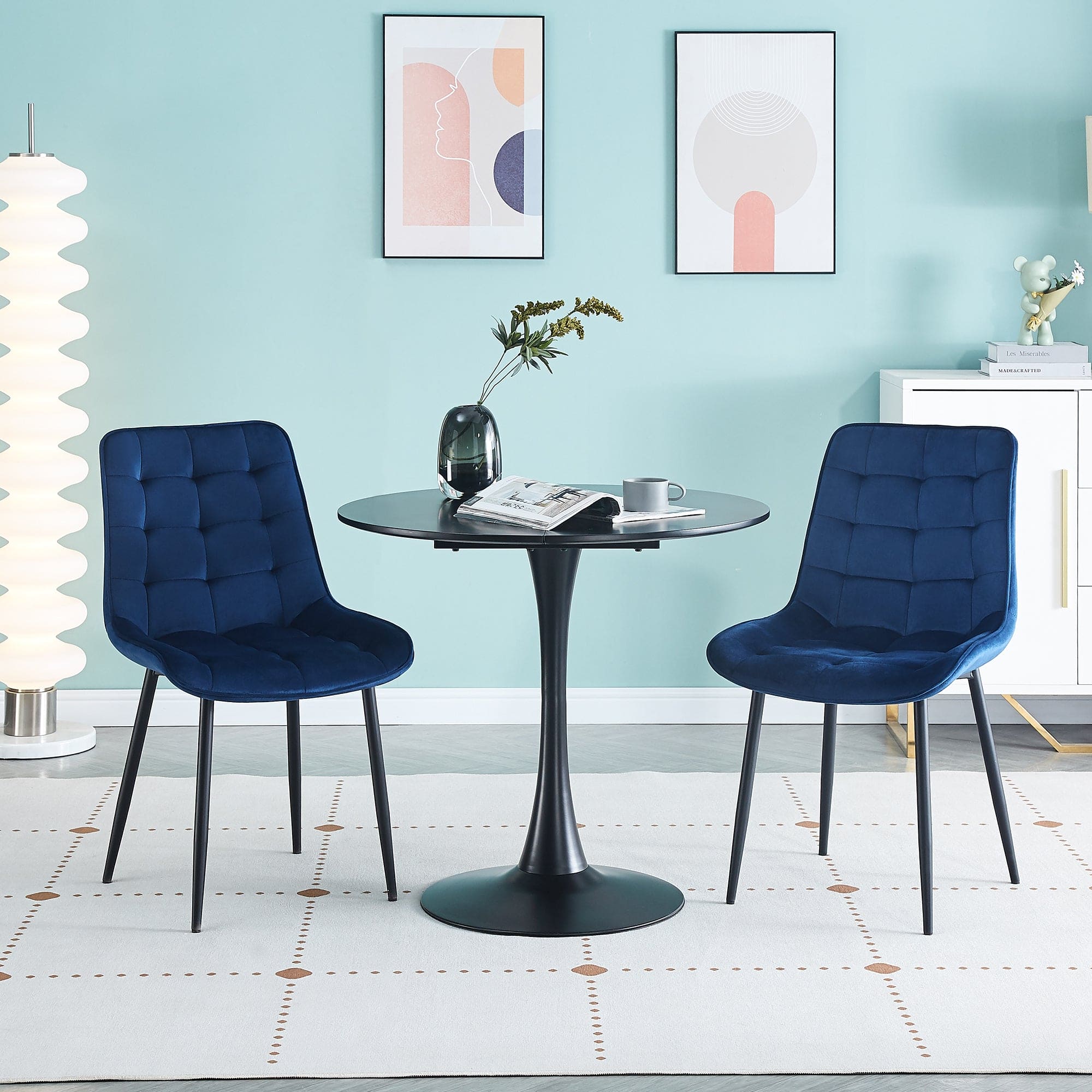 Dining Chair 2PCS（BLUE），Modern style，New technology，Suitable for restaurants, cafes, taverns, offices, living rooms, reception rooms.Simple structure, easy installation.