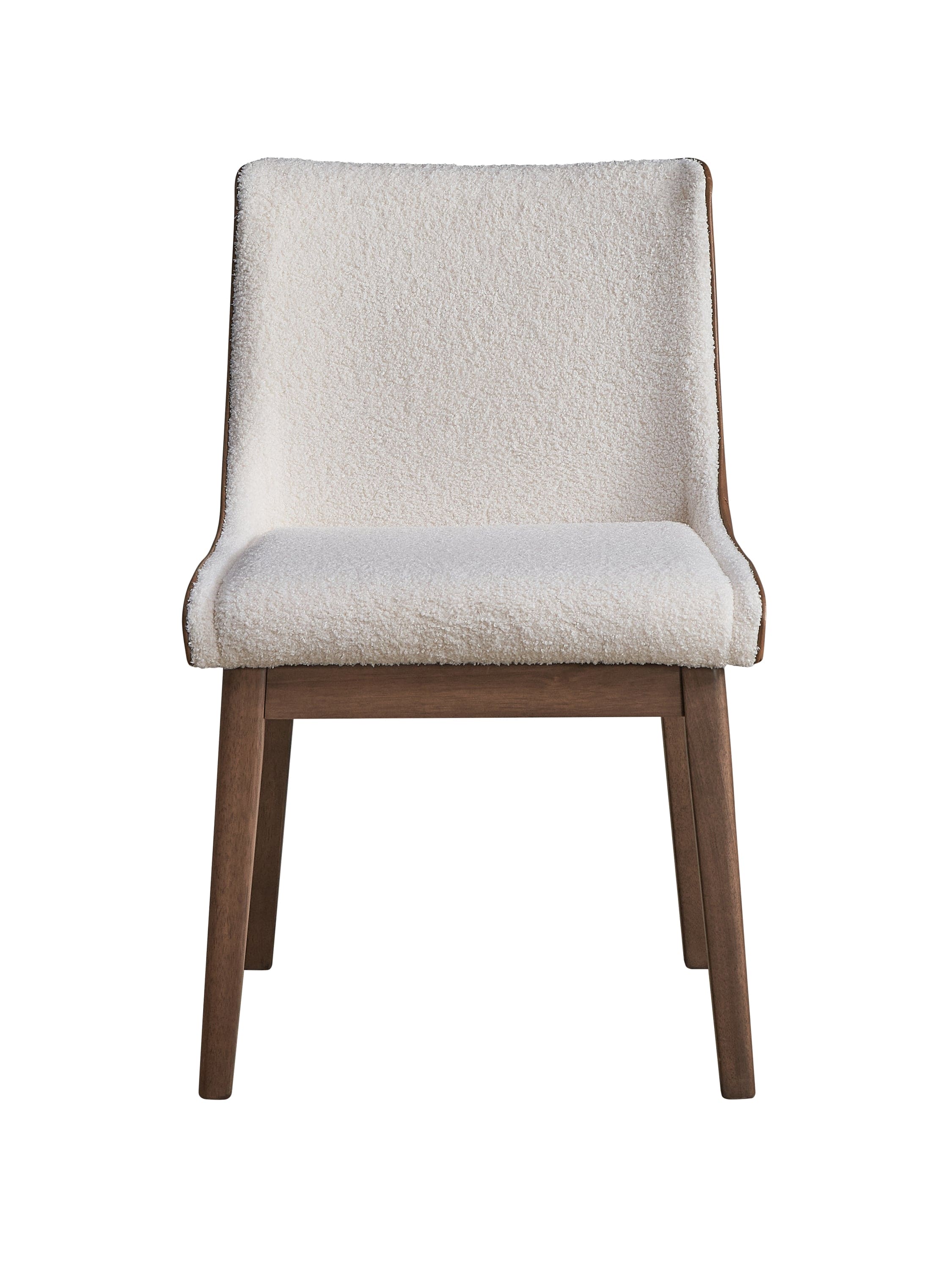 ACME Ginny Side Chair (Set-2), White Boucle, Brown Velvet & Walnut Finish DN02308