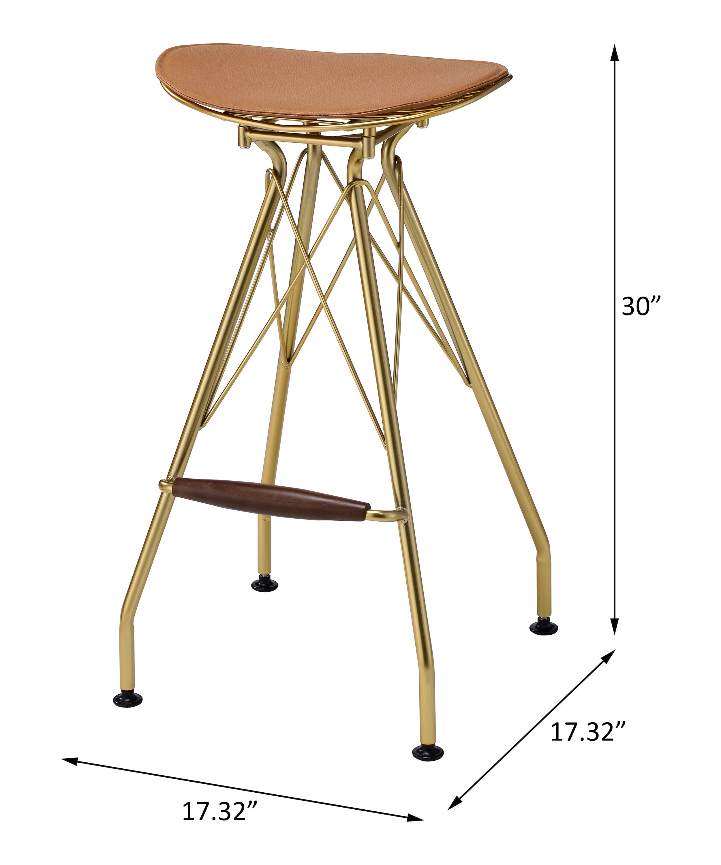 ACME Dragea Bar Stool (Set-2), Whiskey PU & Gold 96850