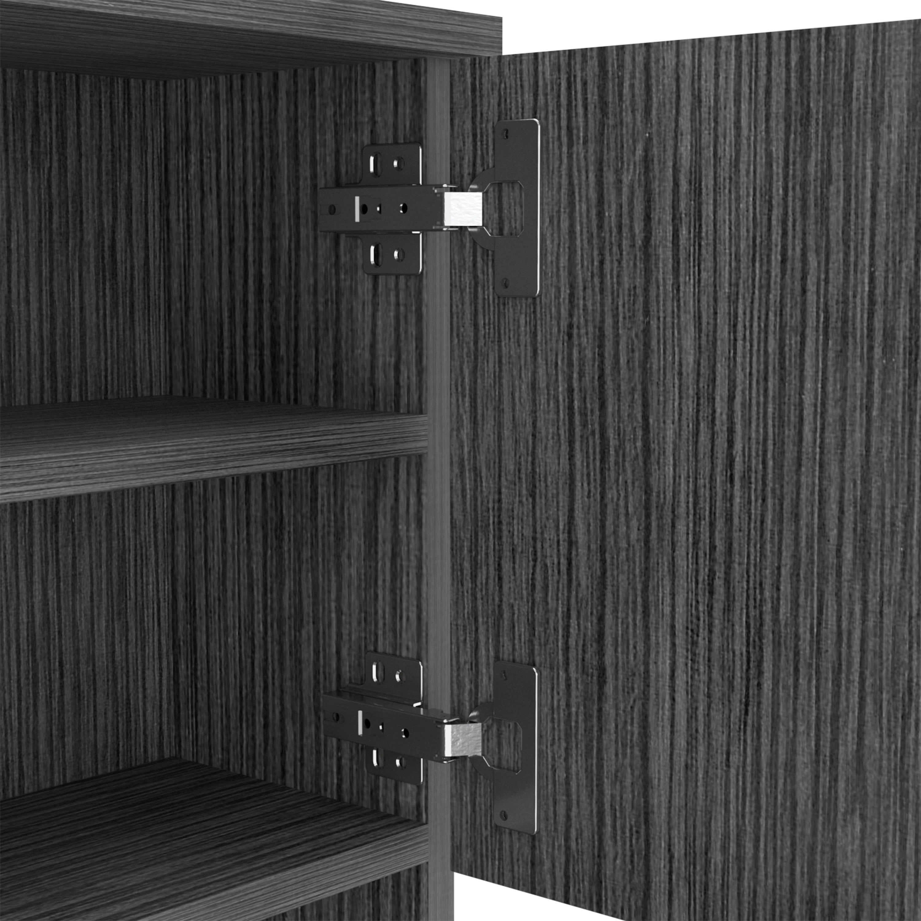 Pantry Piacenza,Two Double Door Cabinet, Smokey Oak Finish