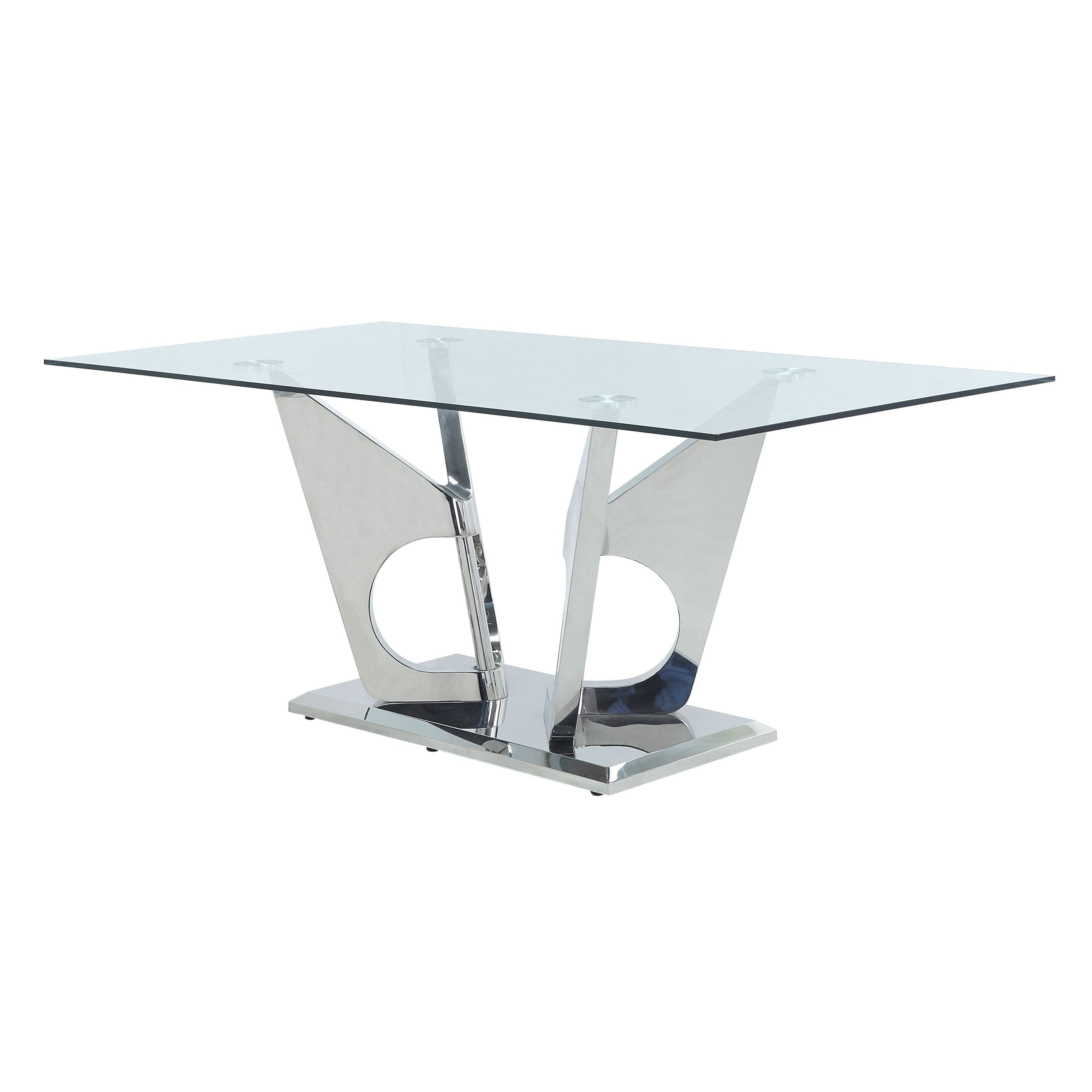 ACME Azriel Dining Table, Clear Glass & Mirrored Silver Finish DN01191