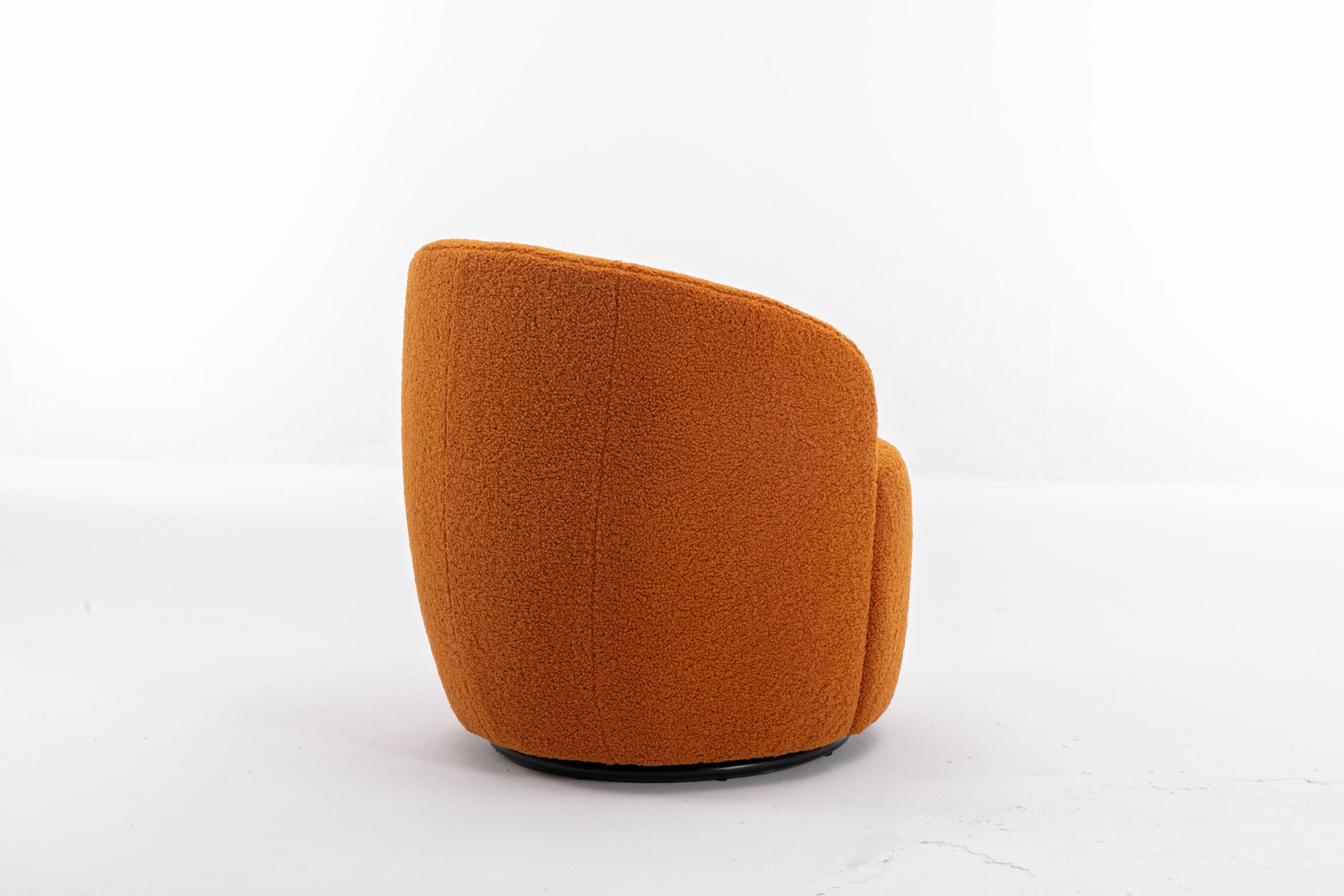 Teddy Fabric Swivel Accent Armchair Barrel Chair With Black Powder Coating Metal Ring,Caramel