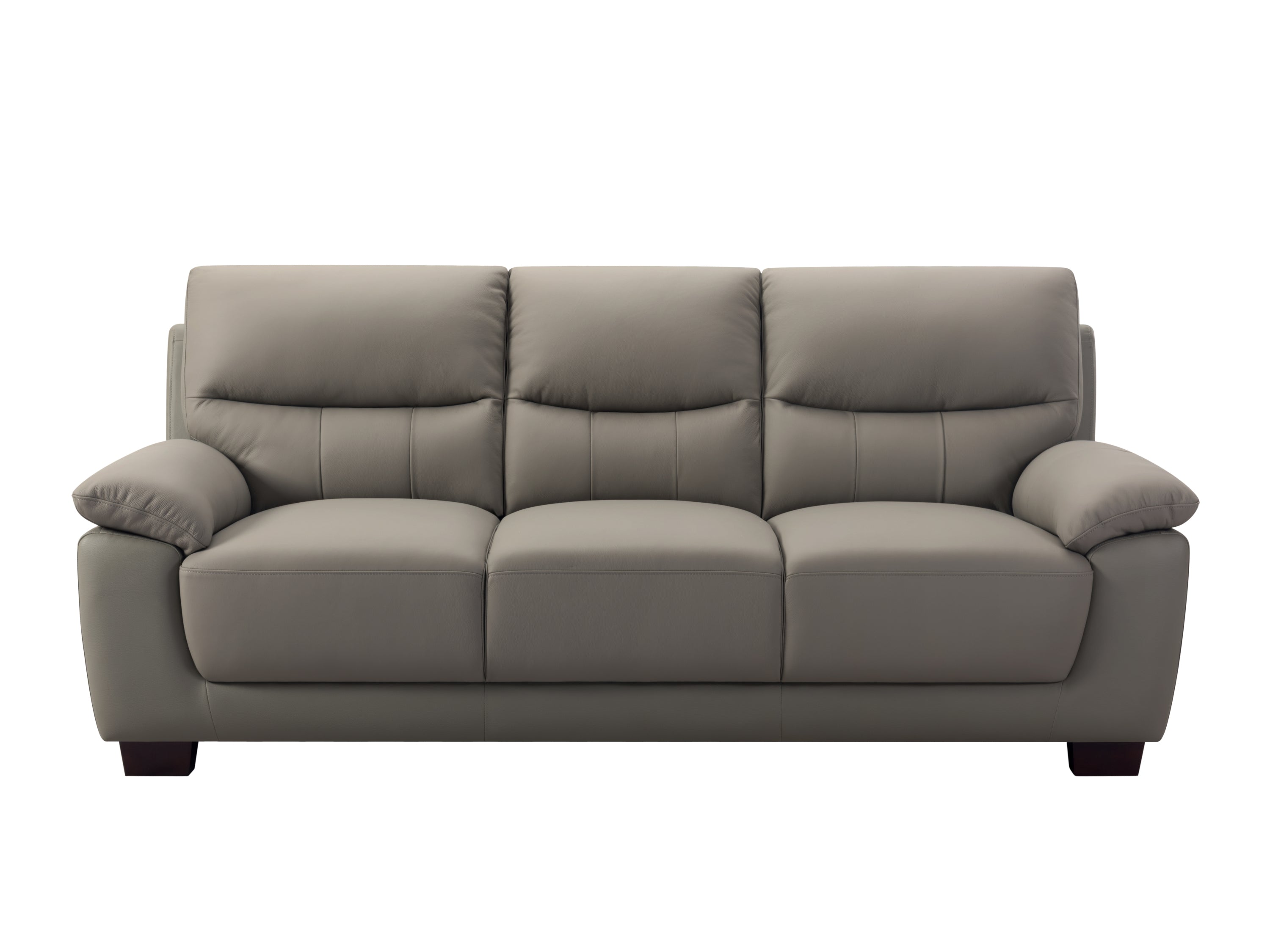 3-Seater Renzo Top Grain Leather Match Sofa In Grey Color