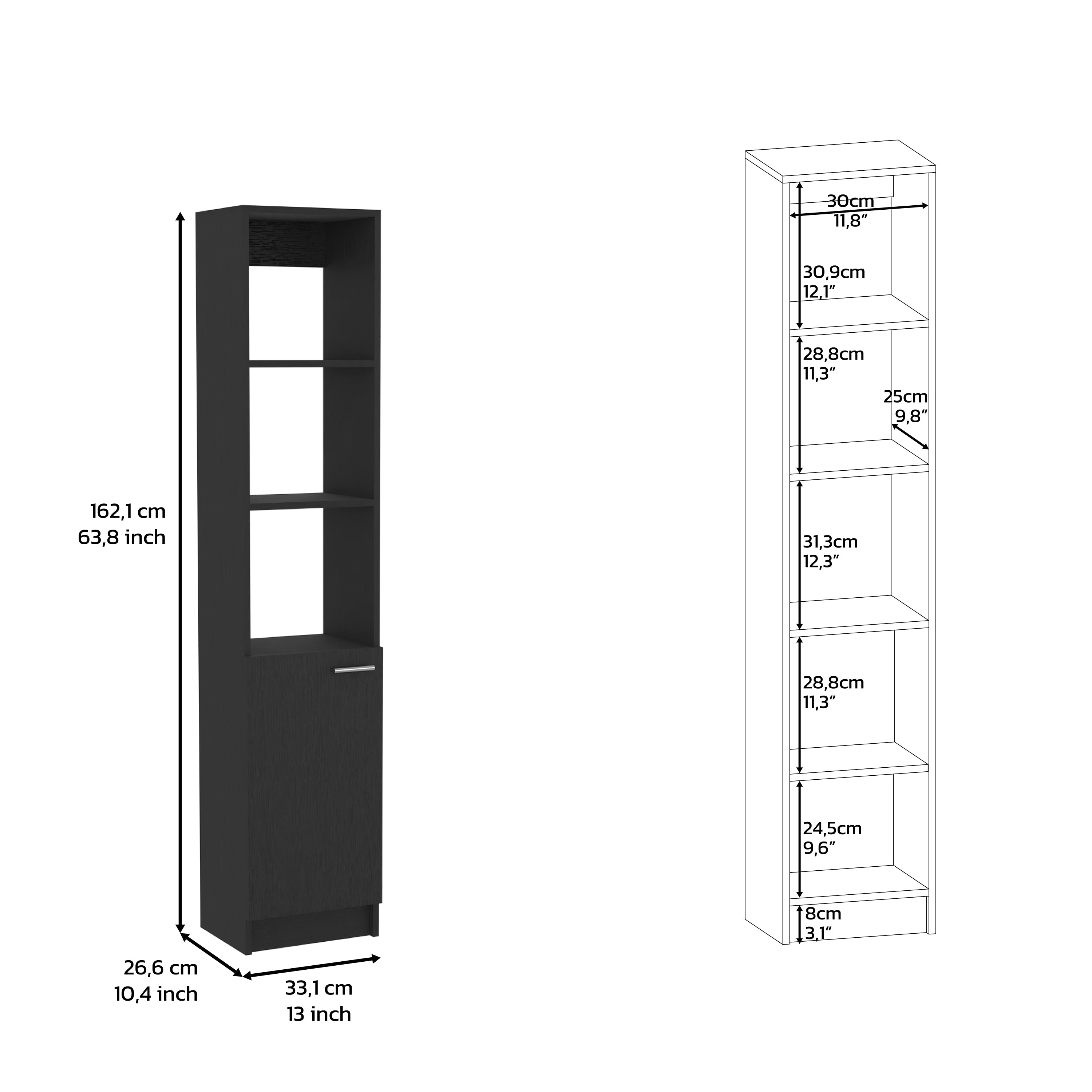 Linen Cabinet Emmett, Two Interior Shelves, Black Wengue Finish