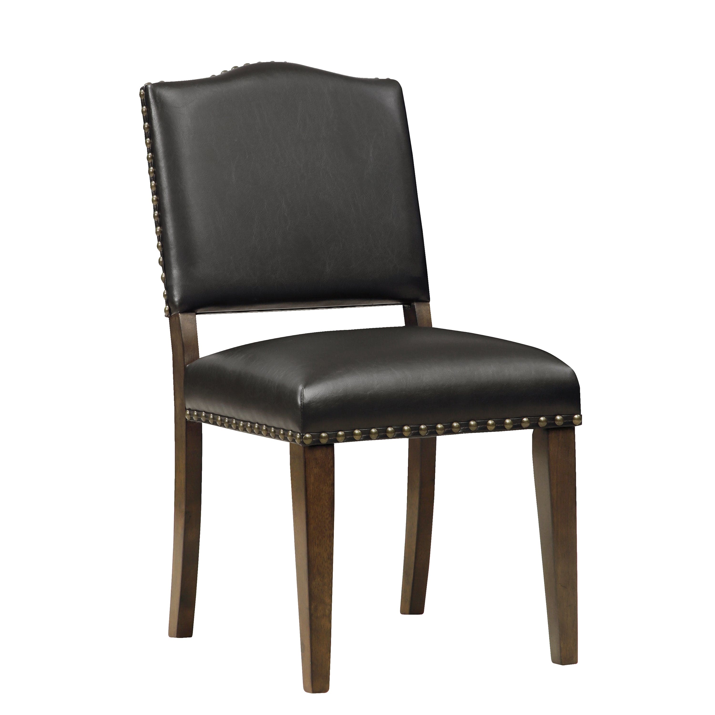 Dahlia Brown Faux Leather Dining Chair with Nail Heads - Set of 2