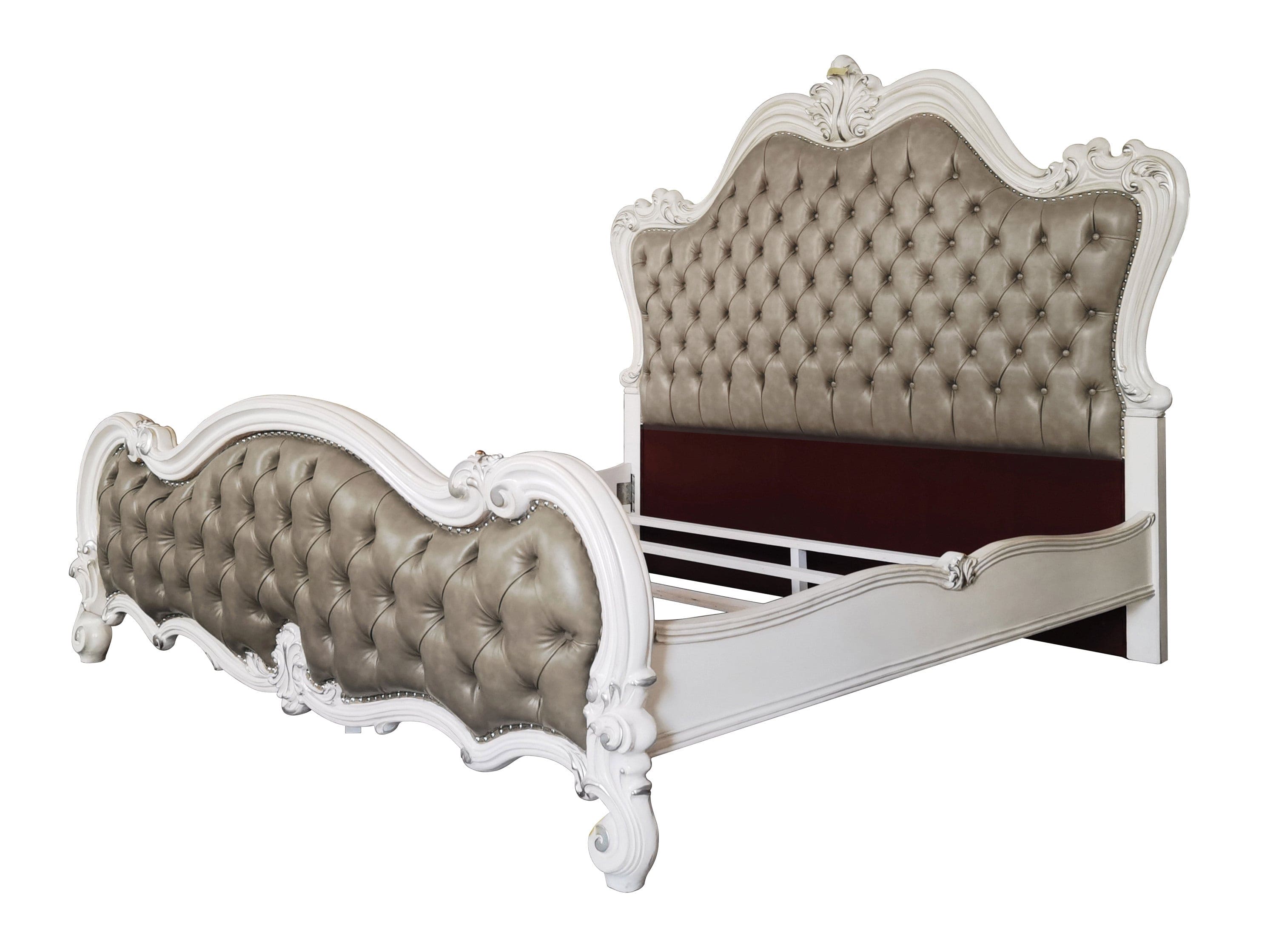 ACME Versailles II Queen Bed, Vintage Gray PU & Bone White Finsih BD01323Q