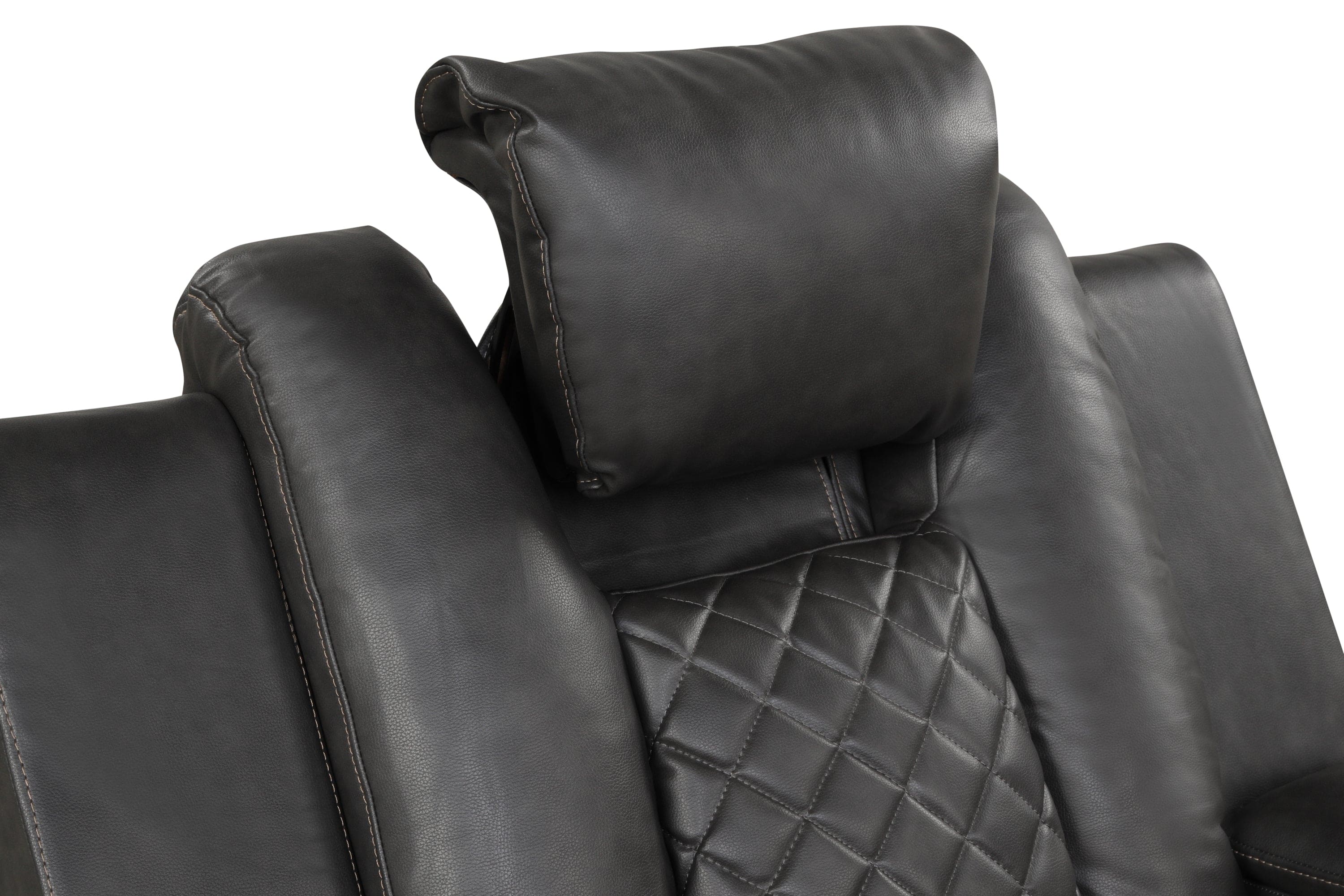 Benz LED & Power Reclining Loveseat Made With Faux Leather in Black