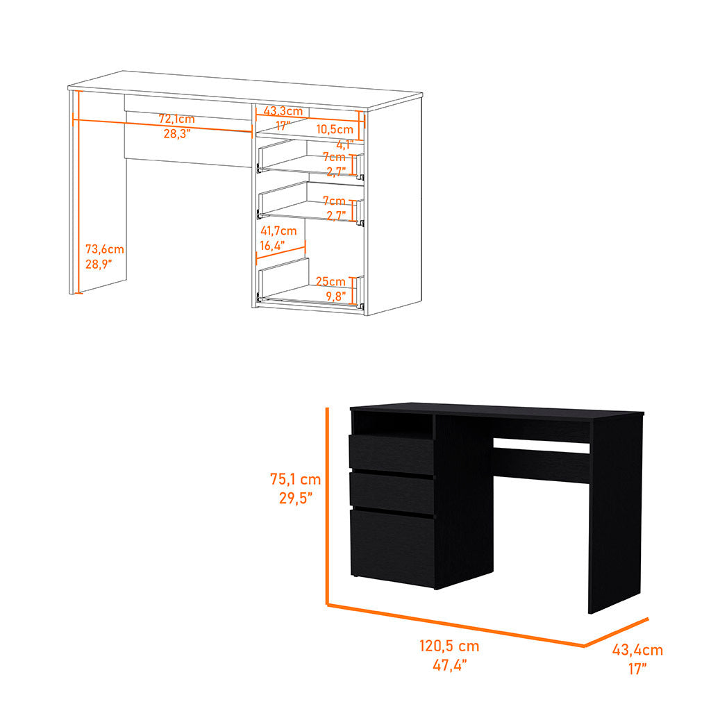 Computer Desk San Diego, One Shelf, Black Wengue Finish