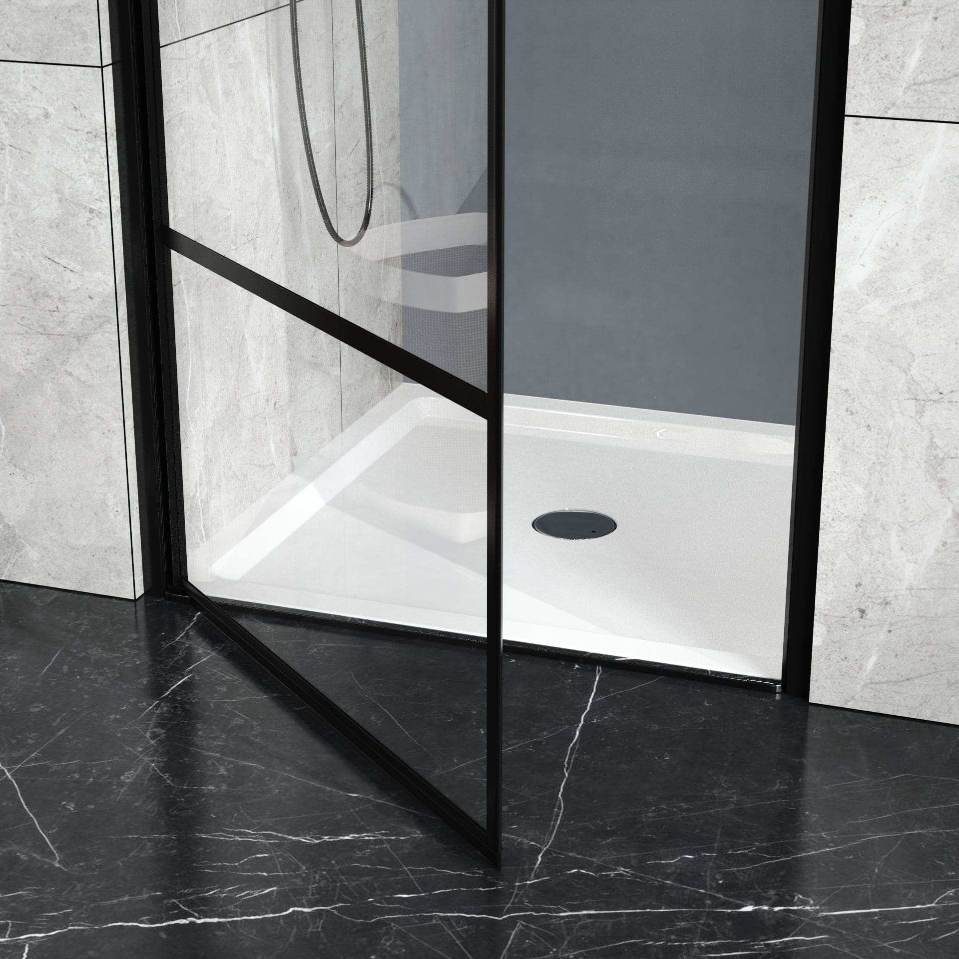 Goodyo 36x36in Shower Base White, Centered Drain and Single-Threshold