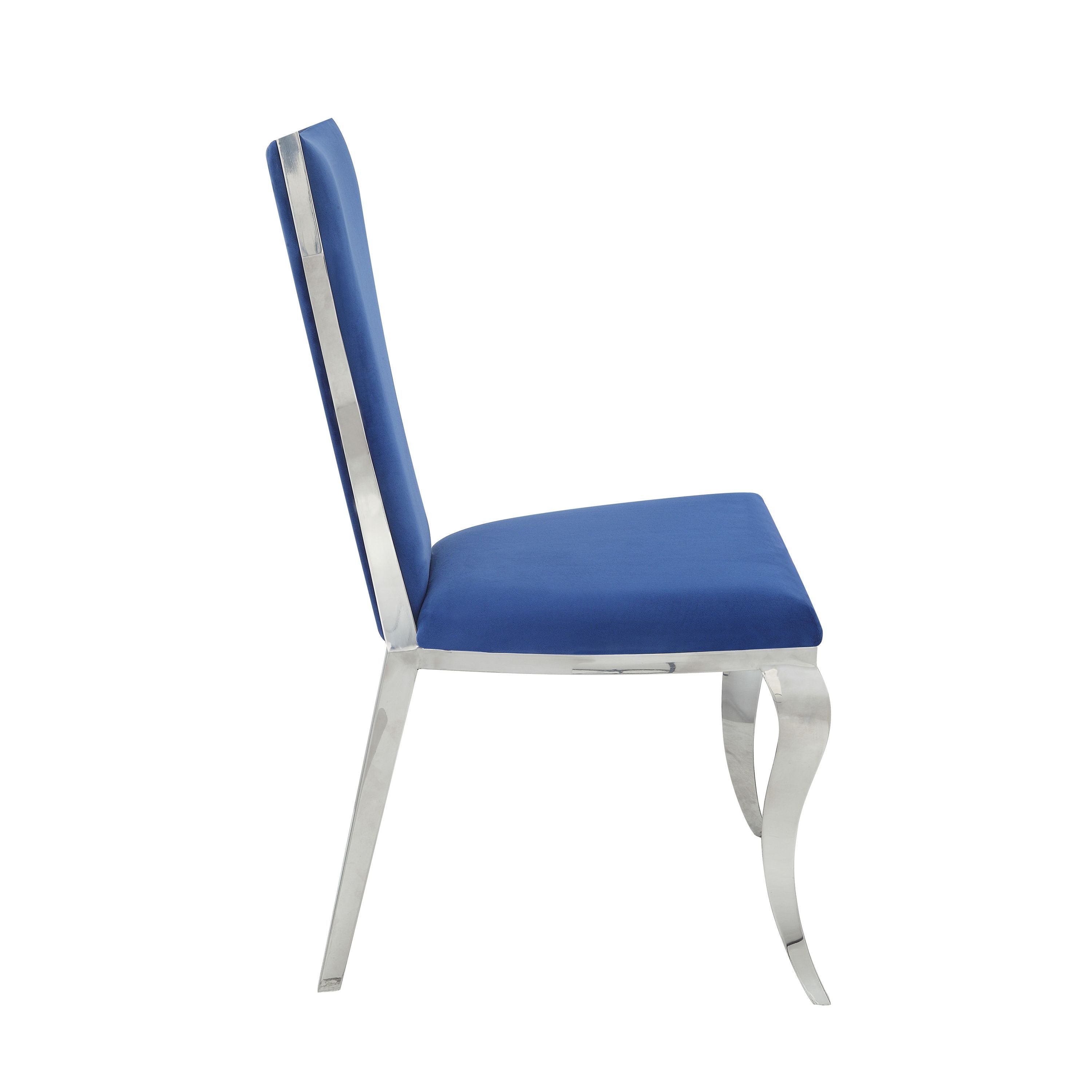 ACME Azriel Side Chair(Set-2), Blue Velvet & Mirroed Silver Finish DN01192