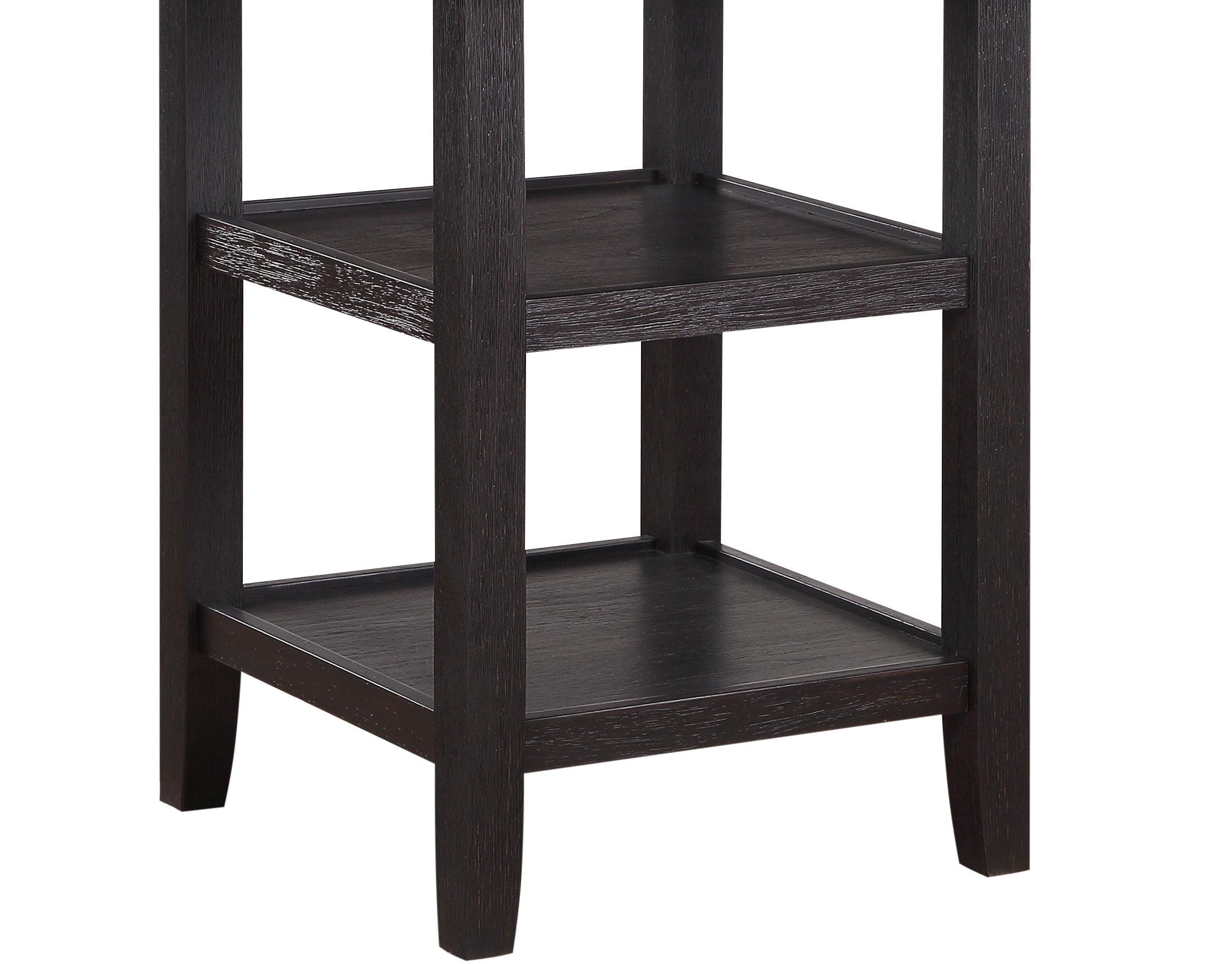 Brown and Black White Finish 1pc Counter Height Table with 2x Display Shelves Transitional Style Furniture