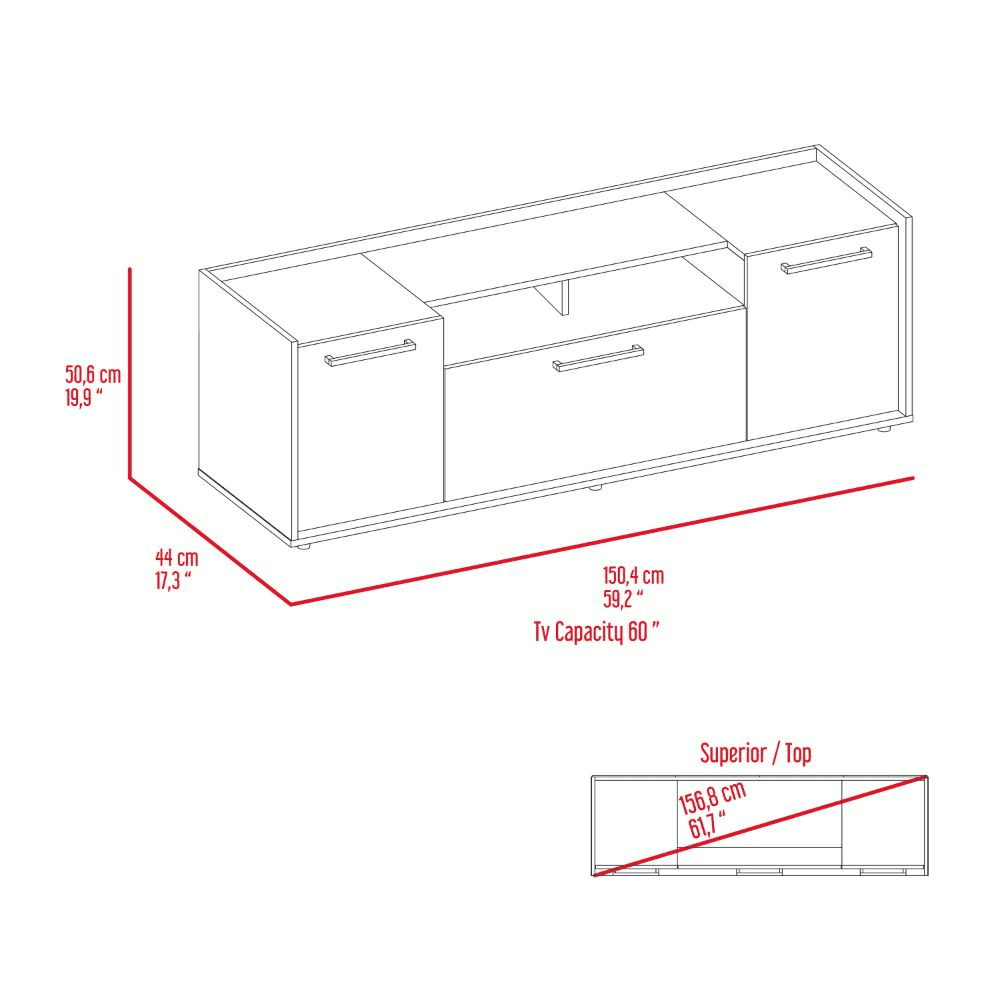 Tv Stand for TV´s up 55" Dext, One Cabinet, Double Door, Dark Walnut Finish