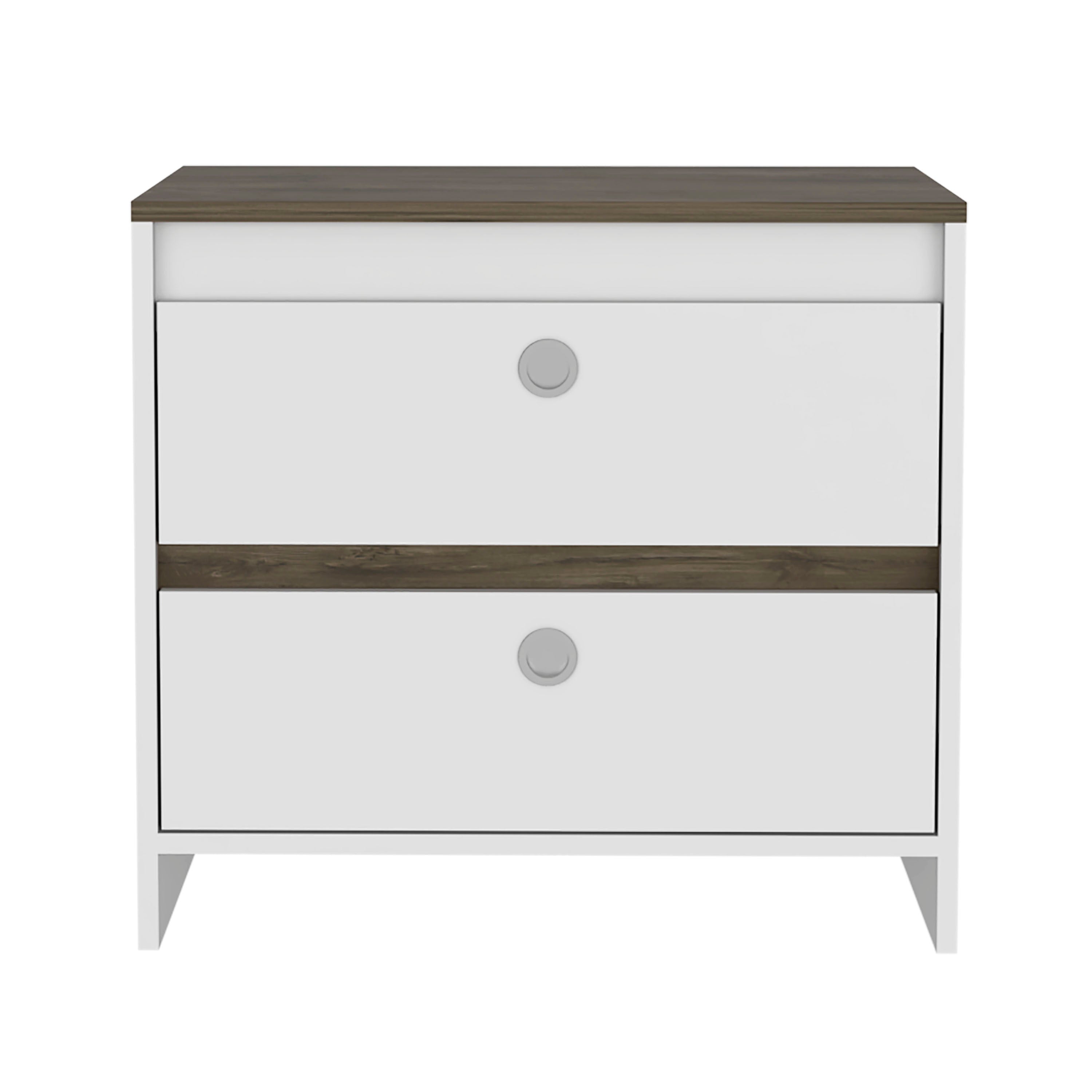 Marion 2-Drawer Nightstand White and Dark Brown