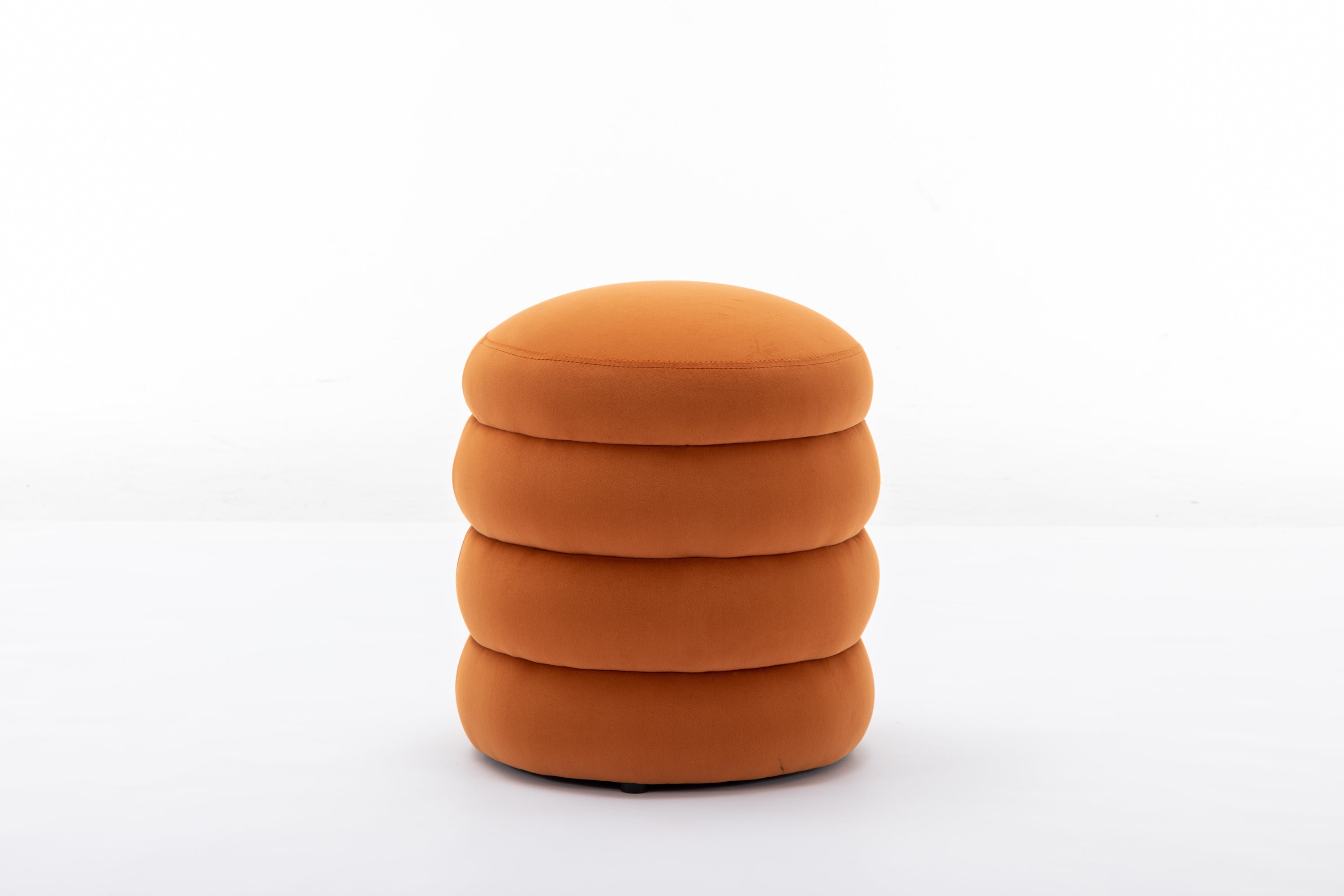 006-Soft Velvet  Round Ottoman Footrest Stool,Orange