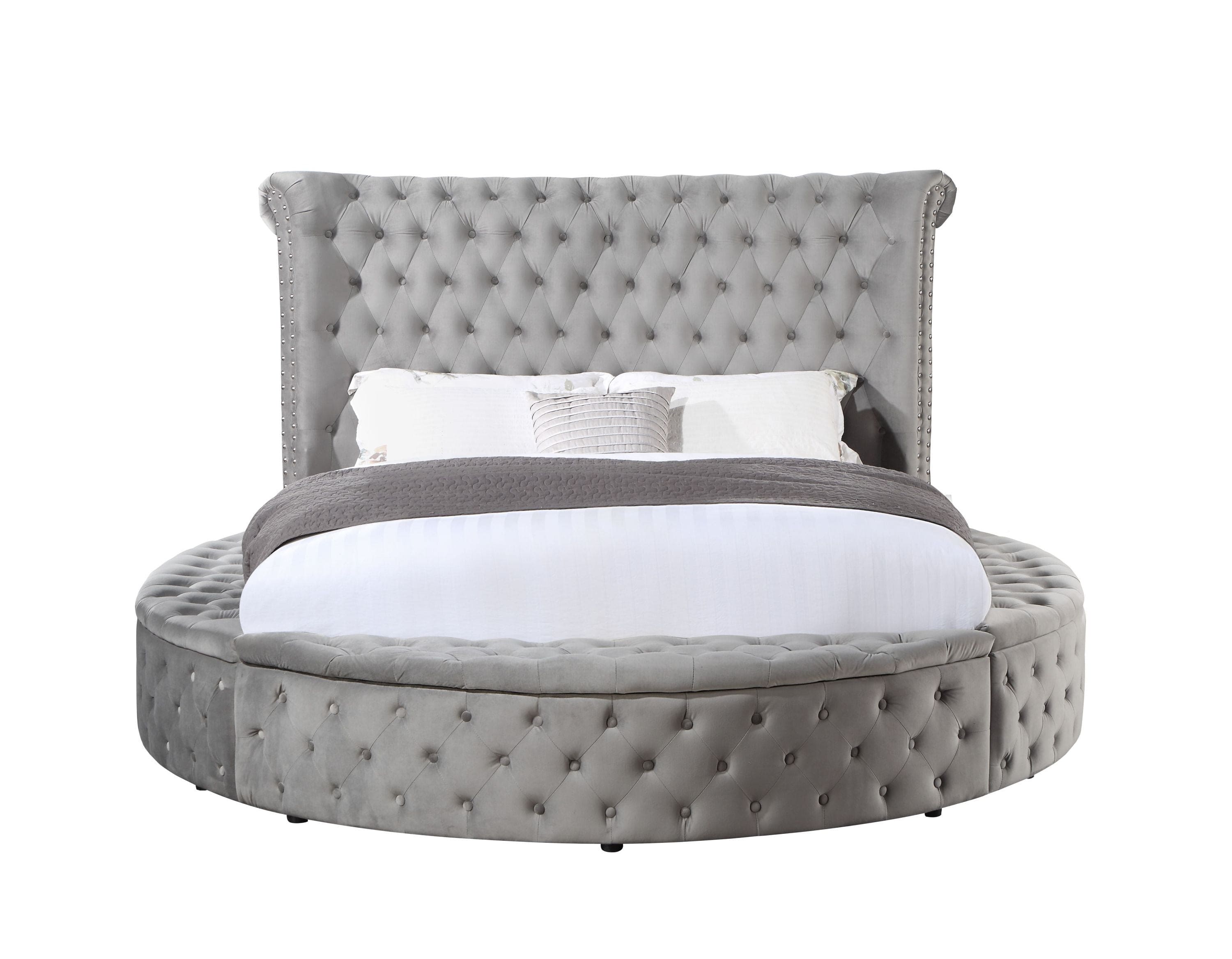 ACME Gaiva Eastern King Bed w/Storage, Gray Velvet BD00966EK