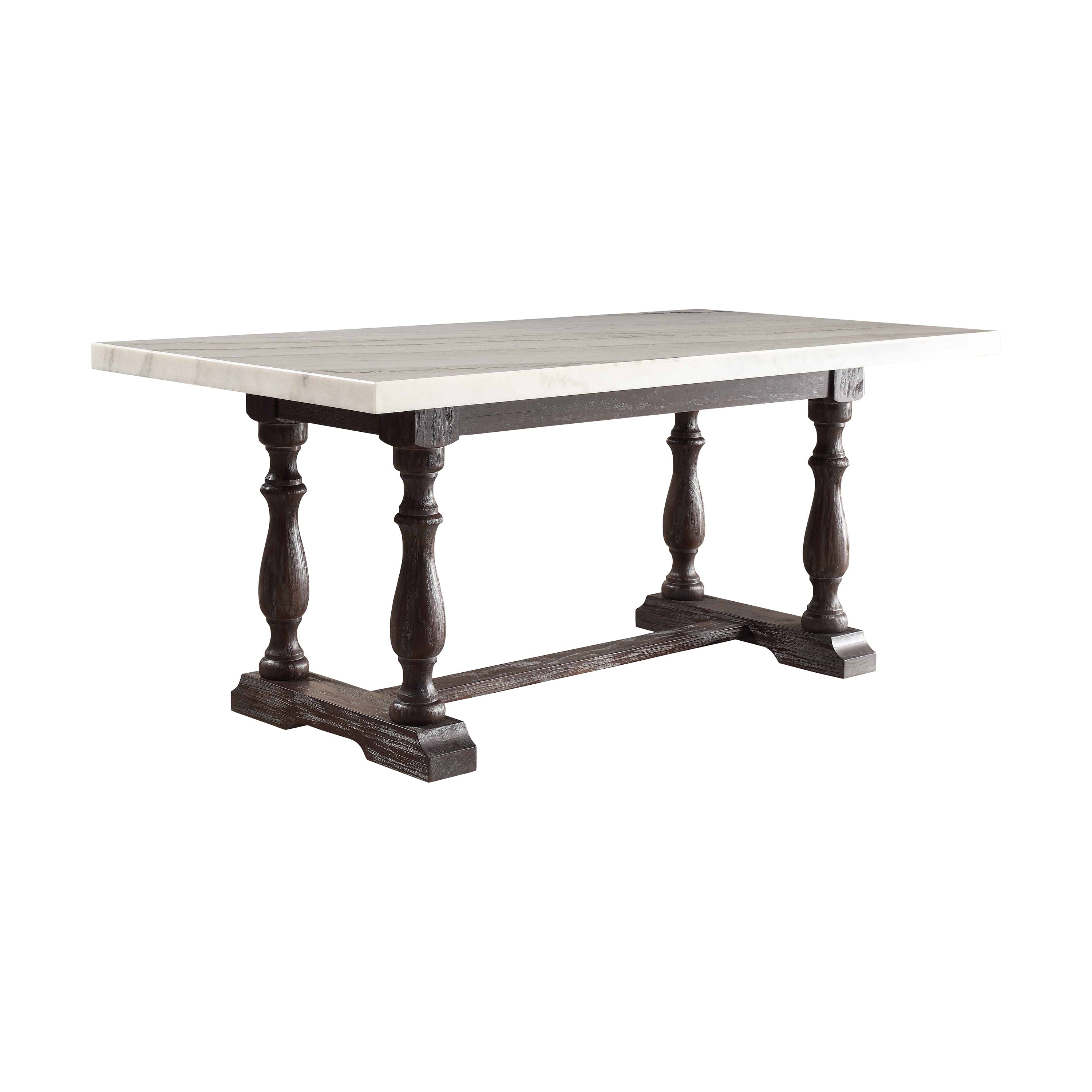 ACME Gerardo Dining Table in White Marble & Weathered Espresso 60820