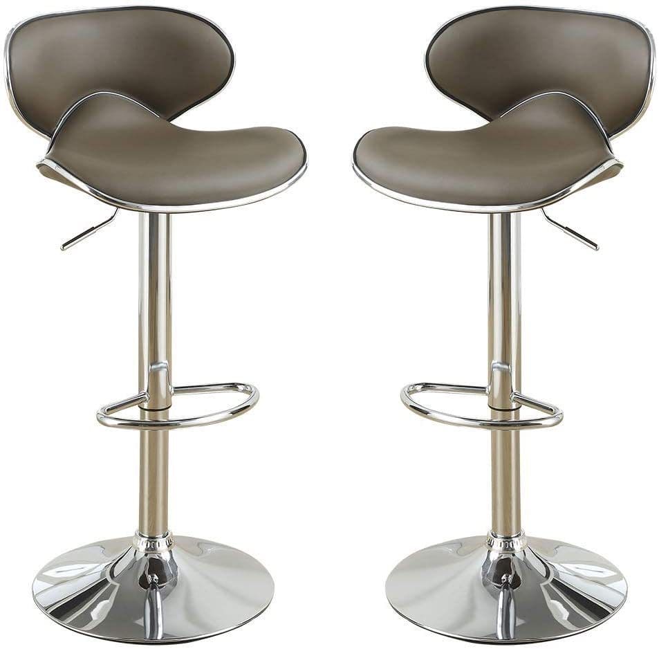 Espresso Faux Leather PVC Bar Stool Counter Height Chairs Set of 2 Adjustable Height Kitchen Island Stools