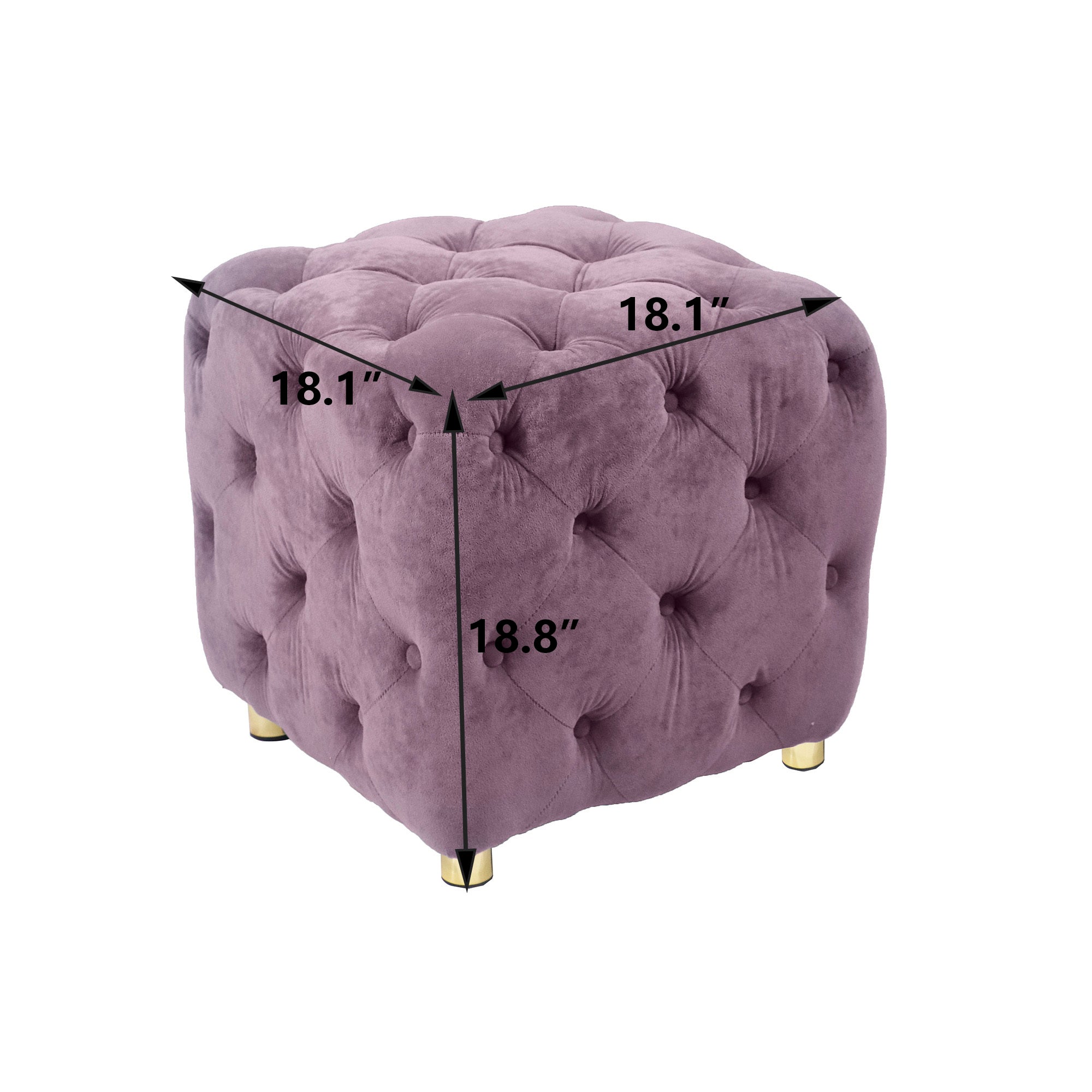 Purple Modern Velvet Upholstered Ottoman, Exquisite Small End Table, Soft Foot Stool,Dressing Makeup Chair, Comfortable Seat for Living Room, Bedroom, Entrance