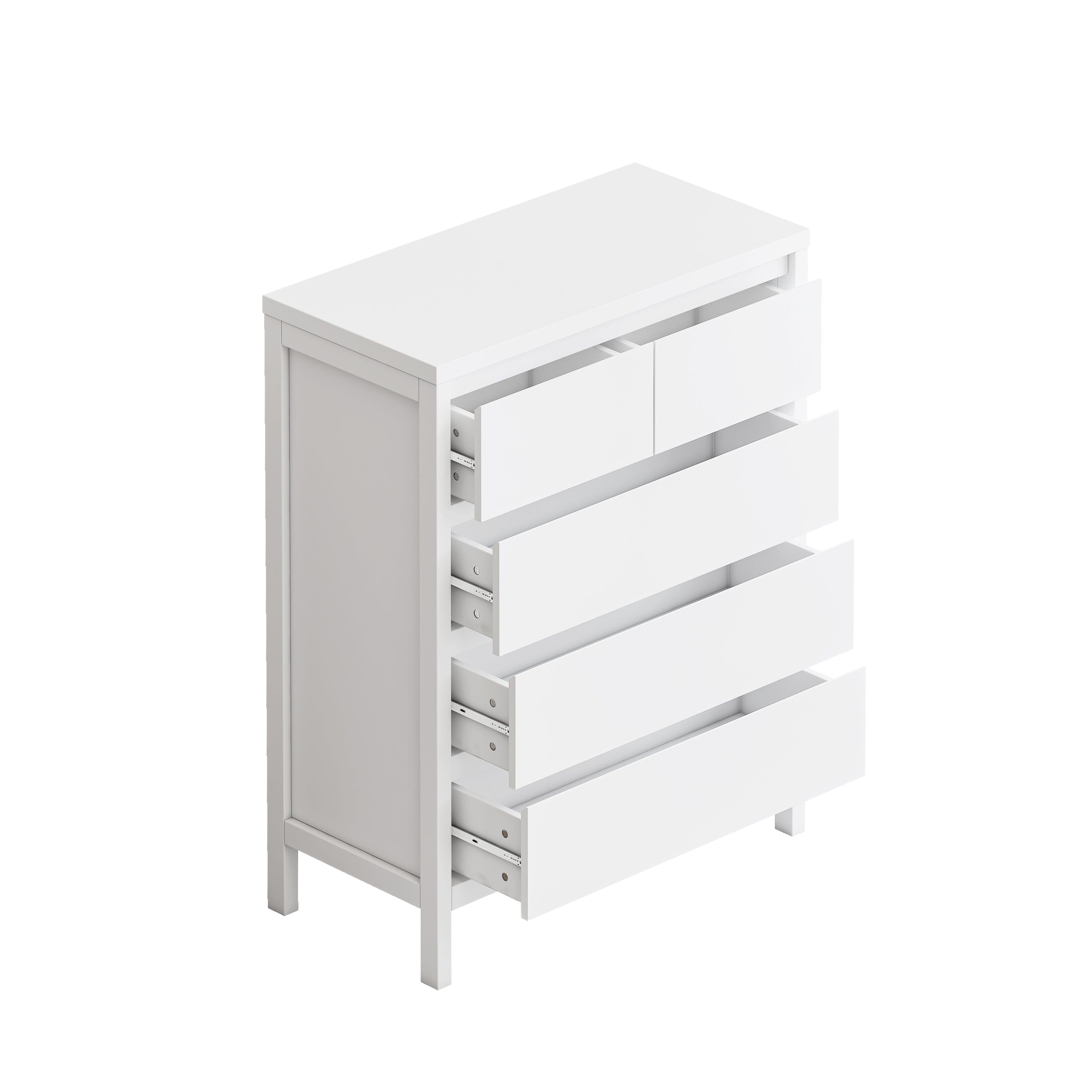 31.61"4-Tier 5-Drawer MDF Storage Cabinet,for Bedroom,Living Room,Dining Room,Hallways,White