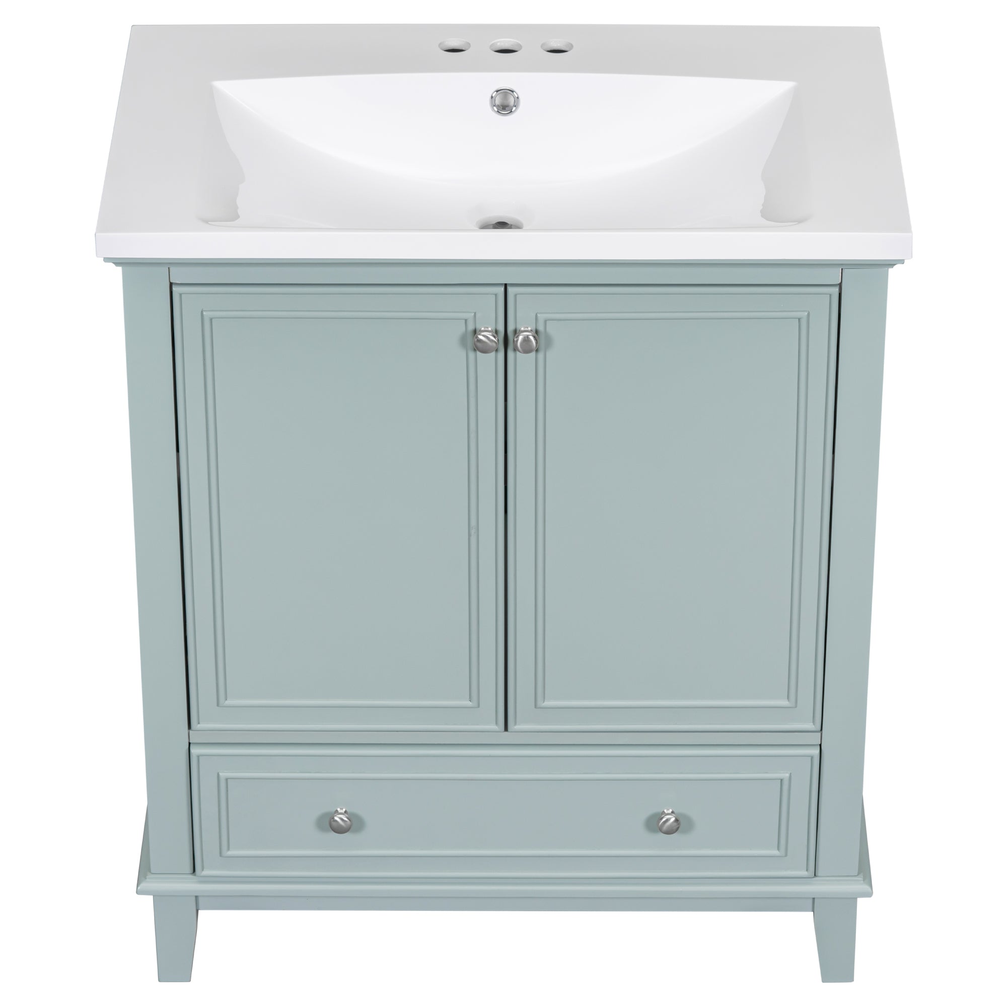 30" Bathroom Vanity with Sink Combo, Multi-functional Bathroom Cabinet with Doors and Drawer, Solid Frame and MDF Board, Green