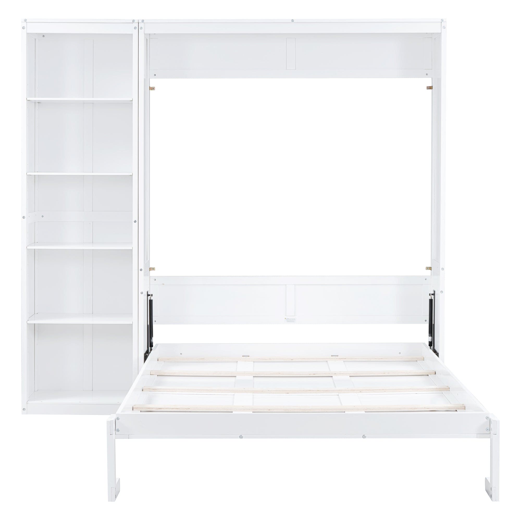 Queen Size Murphy Bed Wall Bed with Shelves,White