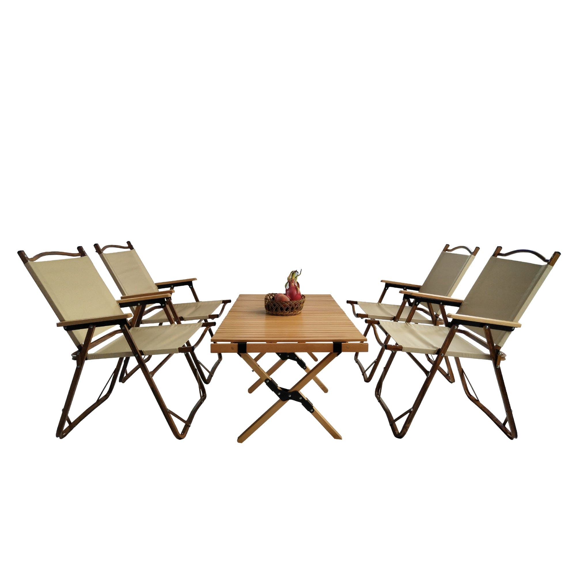 Multi-Function Foldable and Portable Dining Set, 1 Dining Table & 4 
Folding Chairs, Indoor and outdoor universal ,Natural, For Children