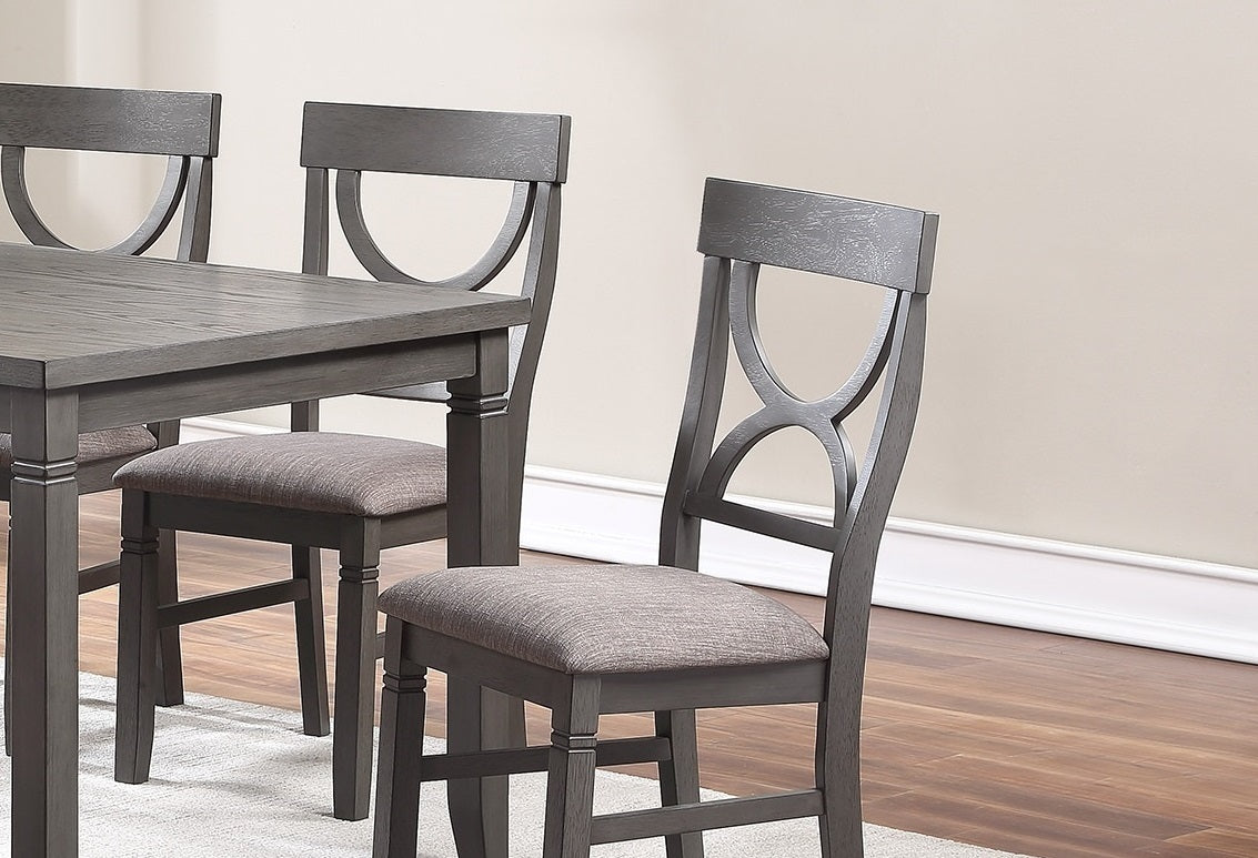 Dining Room Furniture 6pc Set Rectangle Table 4x Side Chairs and A Bench Grey Finish MDF Rubberwood