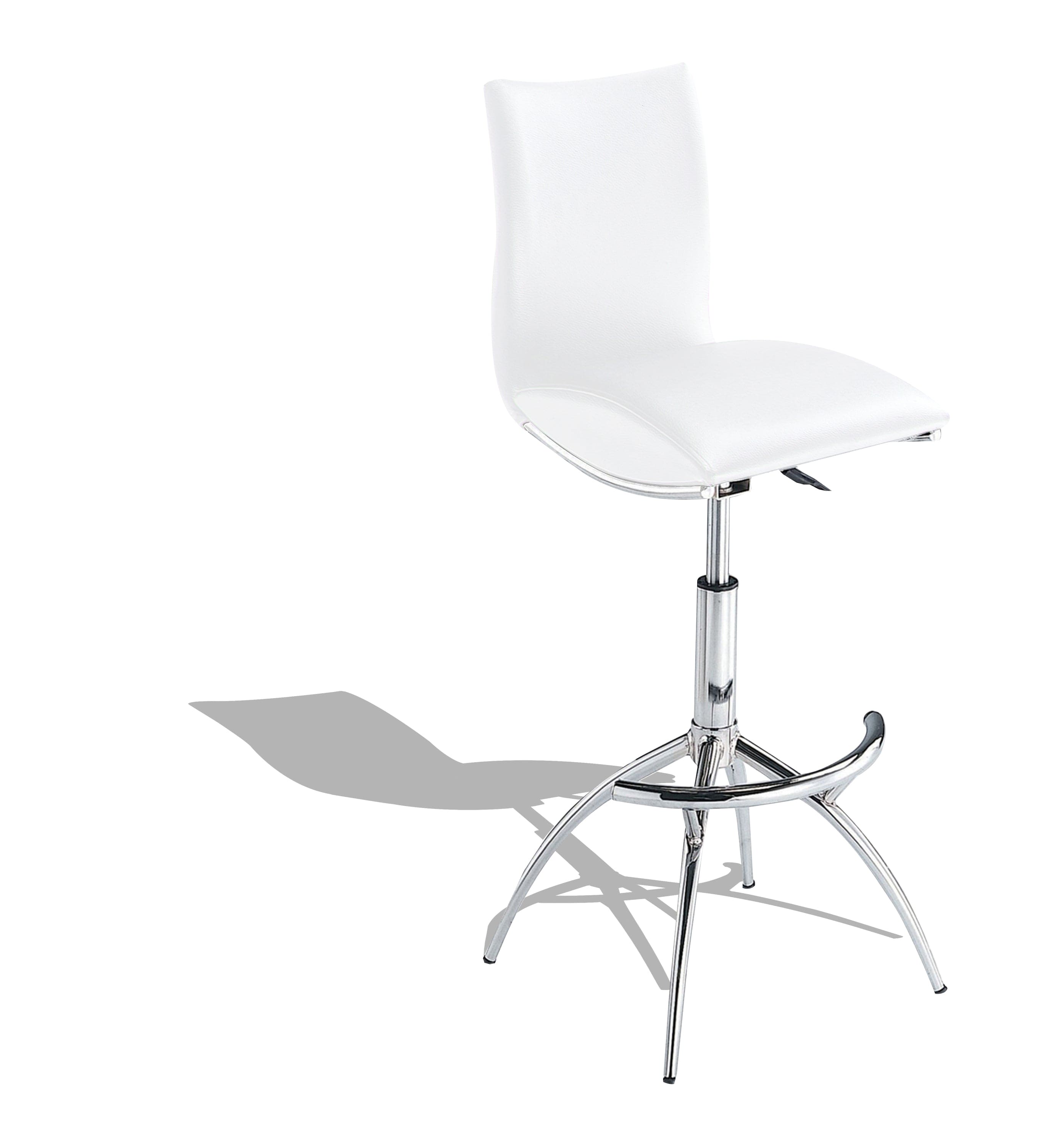 Modern Barstool Leatherette/Chrome Adjustable Height In White Color